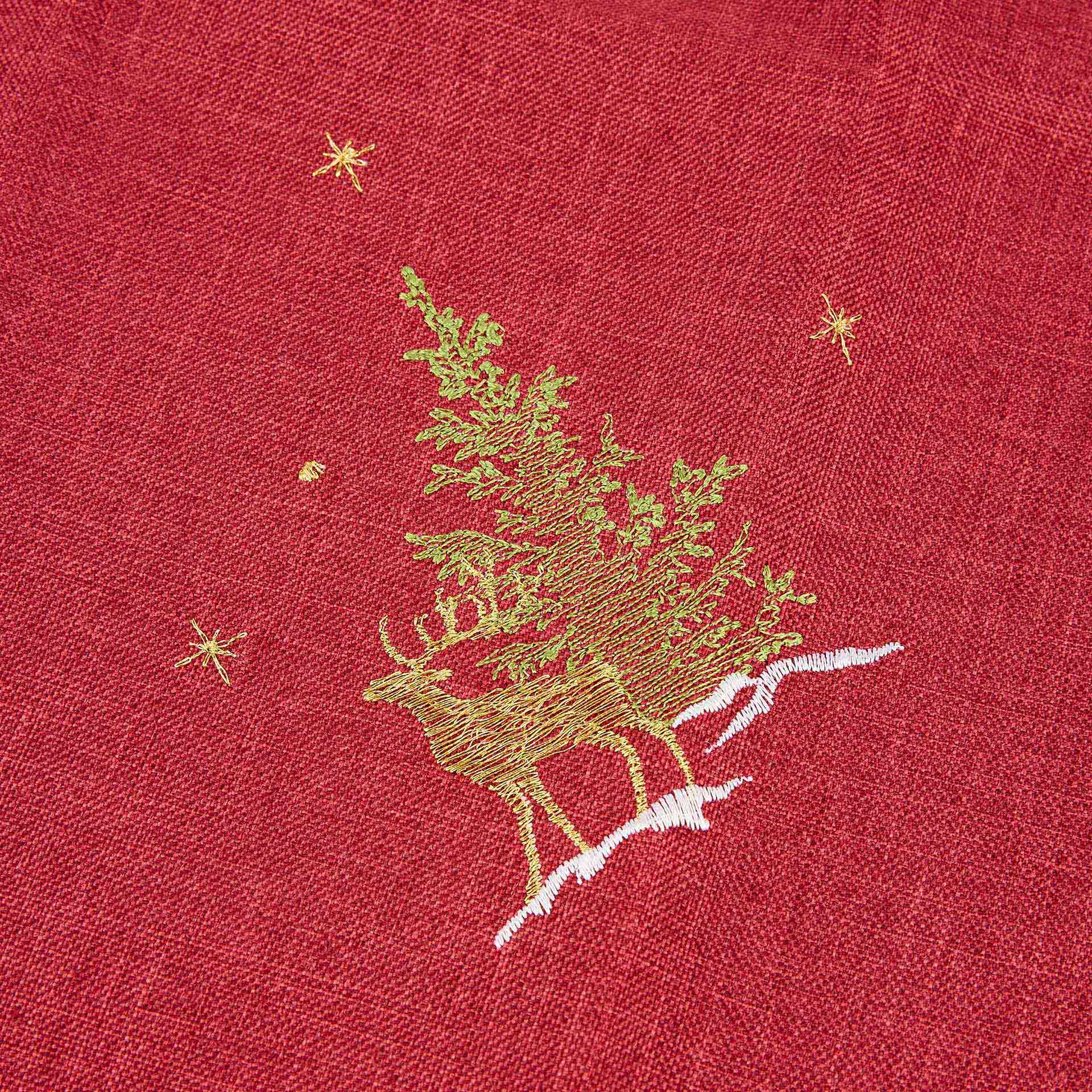 Servilleta roja bordada Abetos 45x45cm