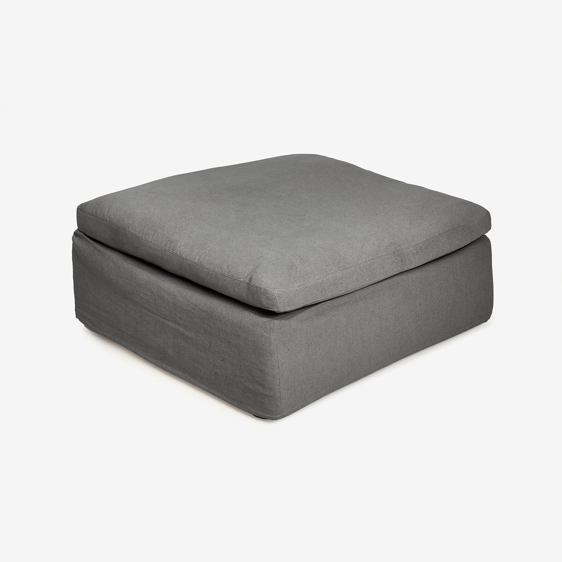 Puf de lino gris Aiden 95x95x45cm Clau&Chloe