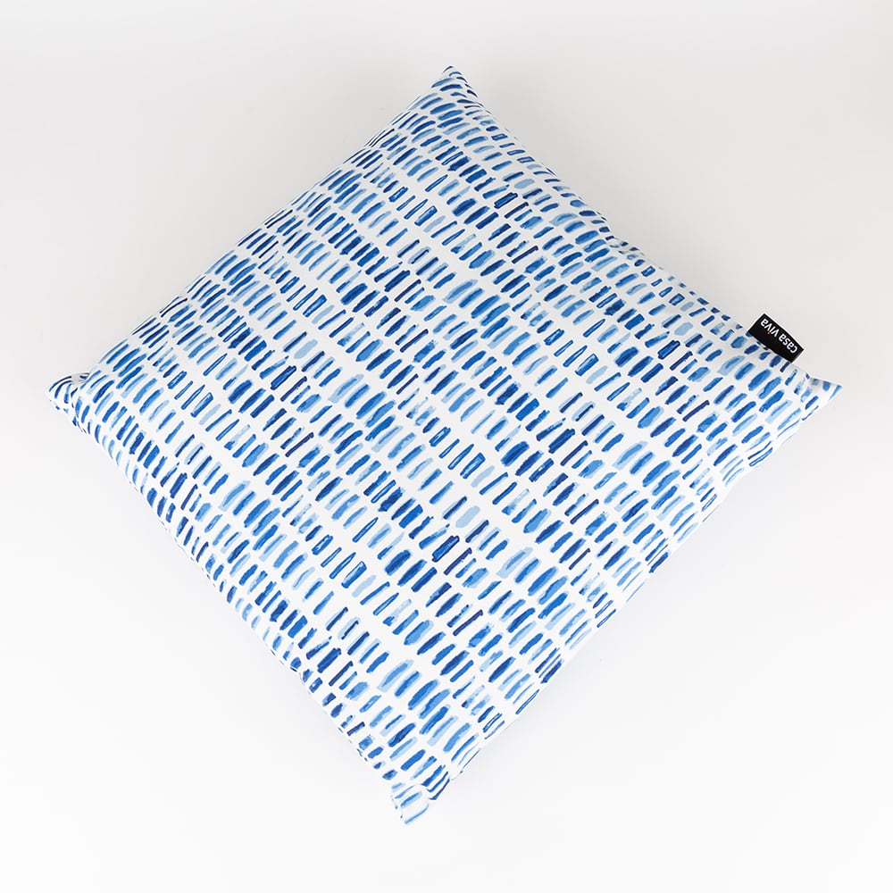 Cojín de exterior azul y blanco 43x43cm