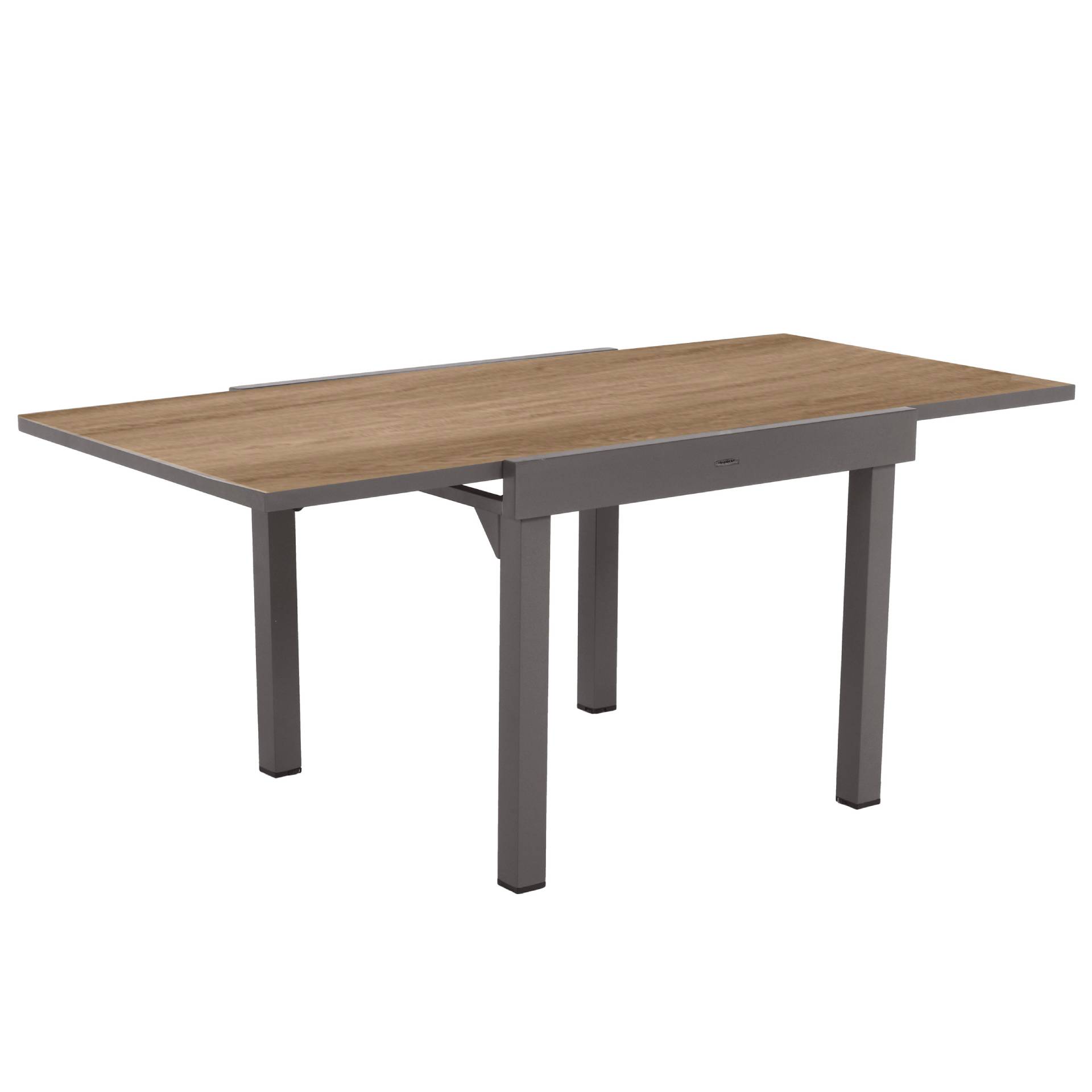Mesa de jard&iacute;n de aluminio efecto madera extensible Balos 90/180x90x75,5cm