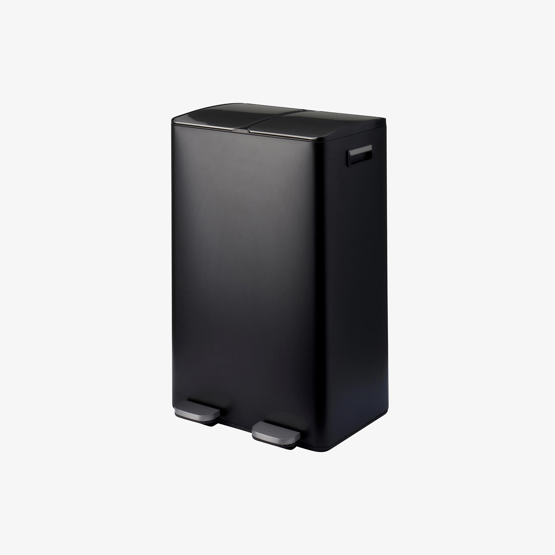 Cubo de basura con pedal doble negro mate de acero 2x30L
