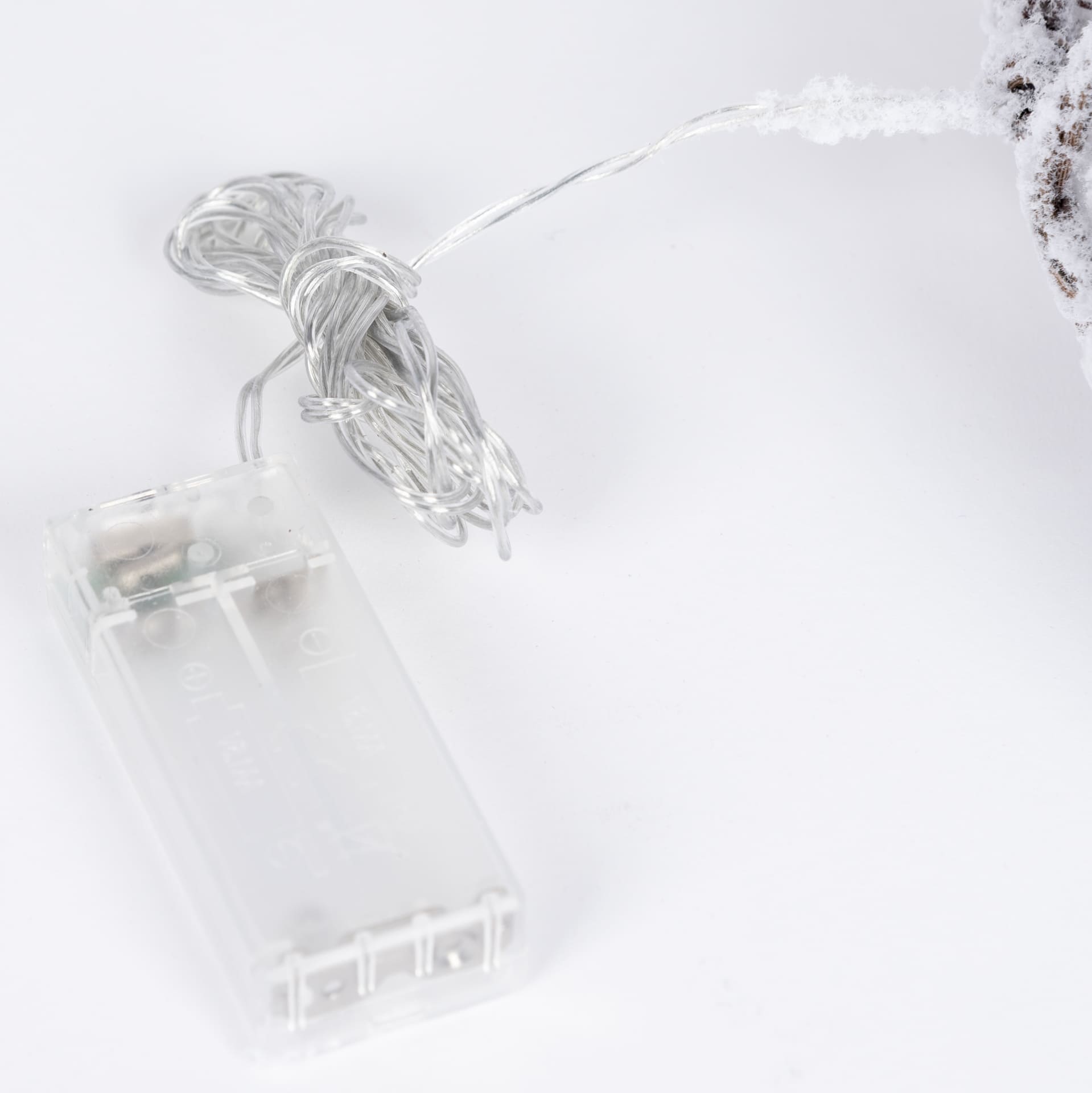 Corona decorativa nevada de ca&ntilde;a con luz LED &Oslash;30cm