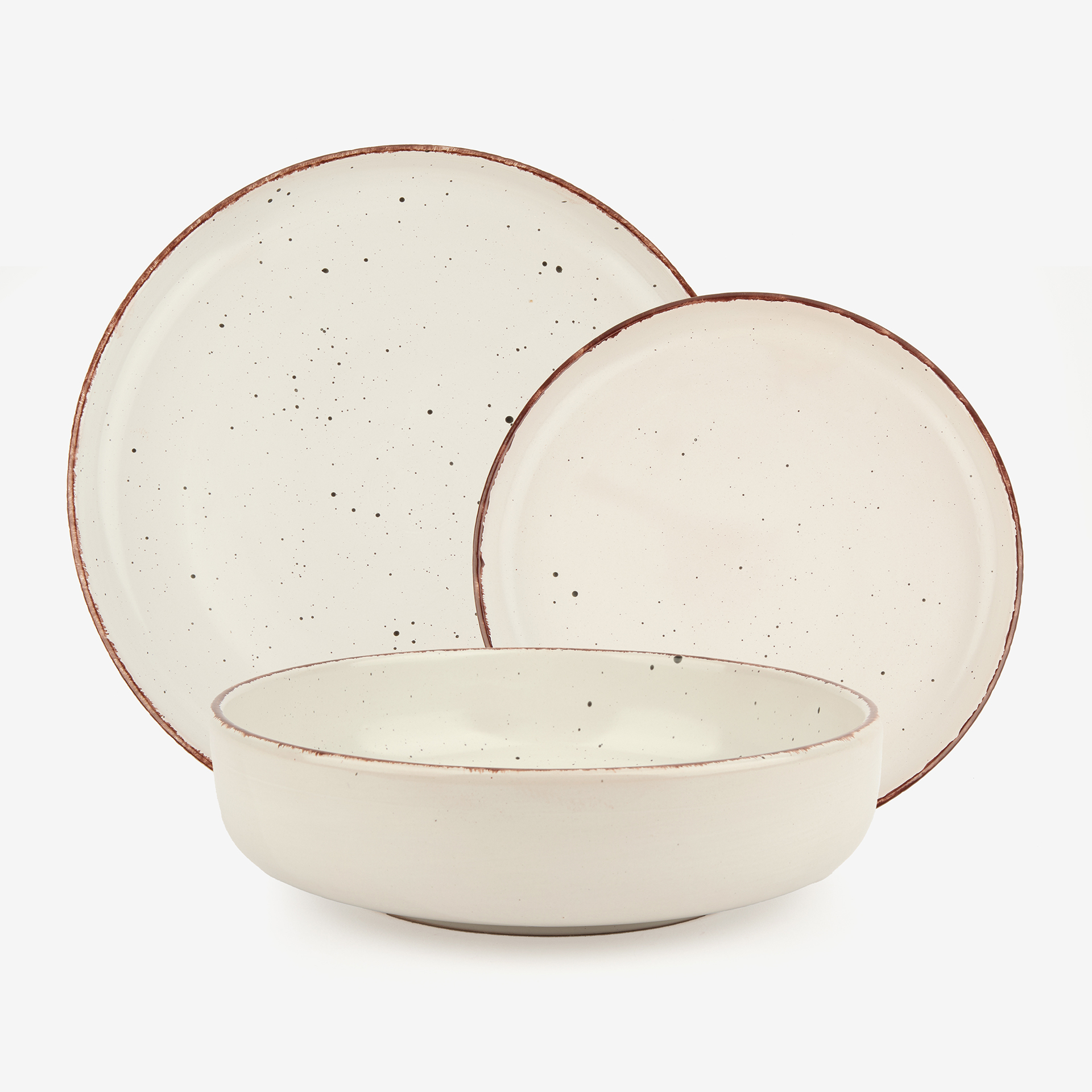 Vajilla de 12 piezas de cer&aacute;mica beige Iria