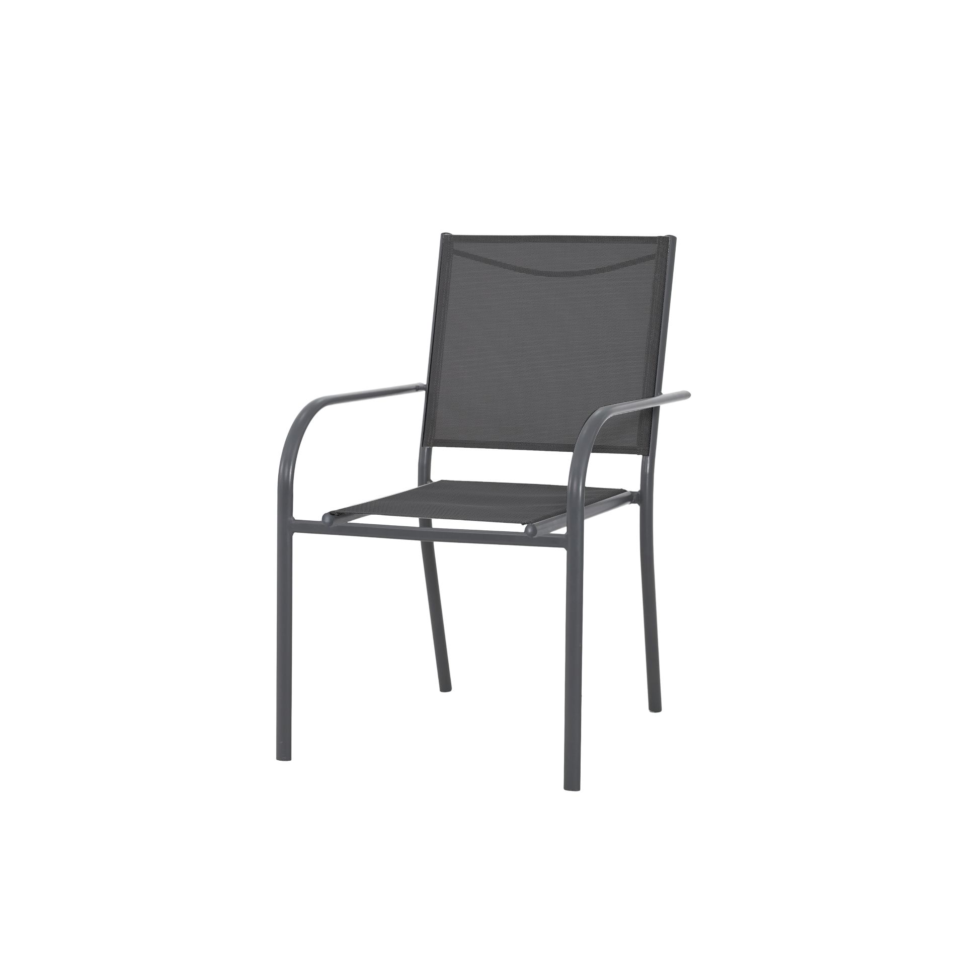 Silla de jard&iacute;n de aluminio y textiline gris 55x68x86cm