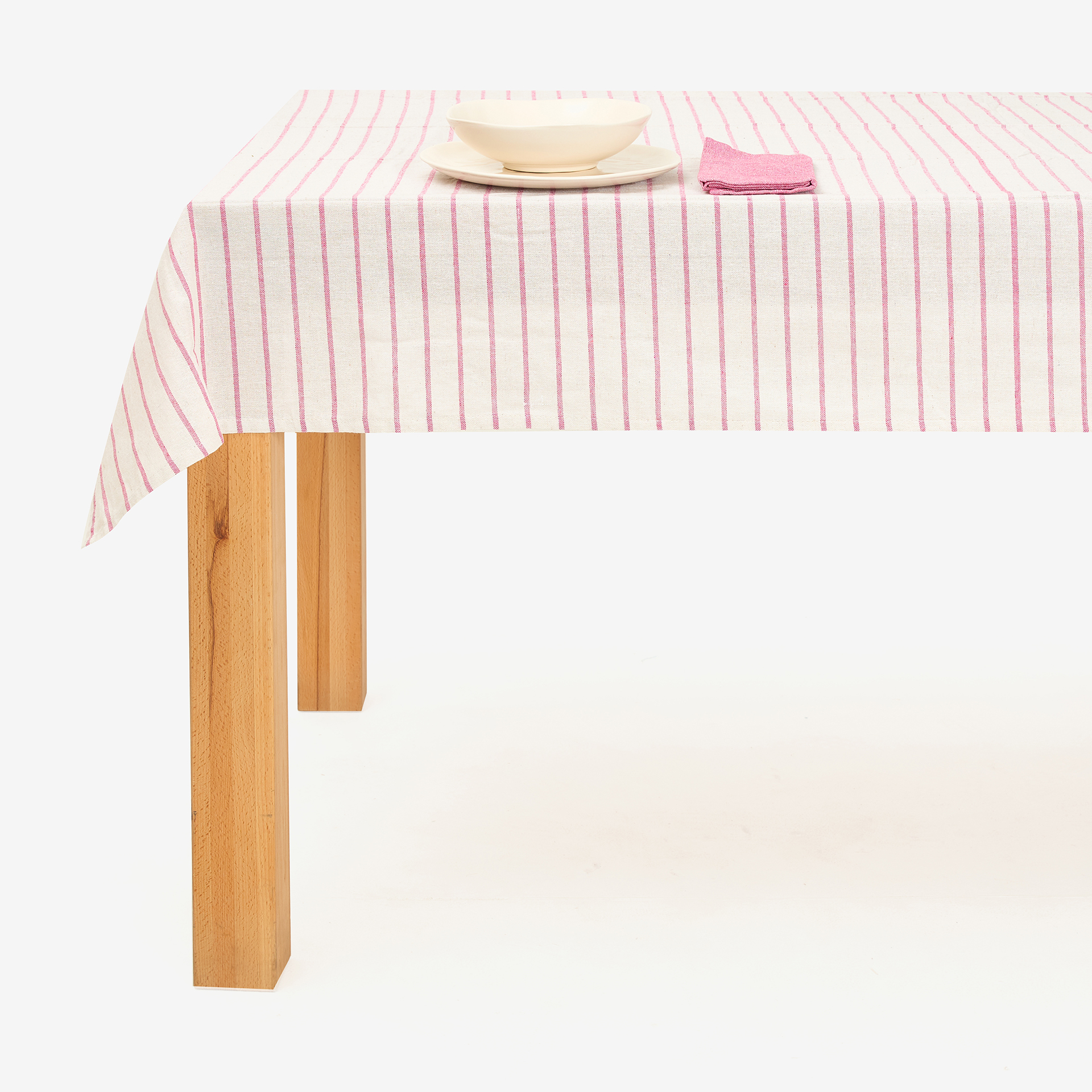 Mantel de algod&oacute;n raya roja Modena 150x200cm
