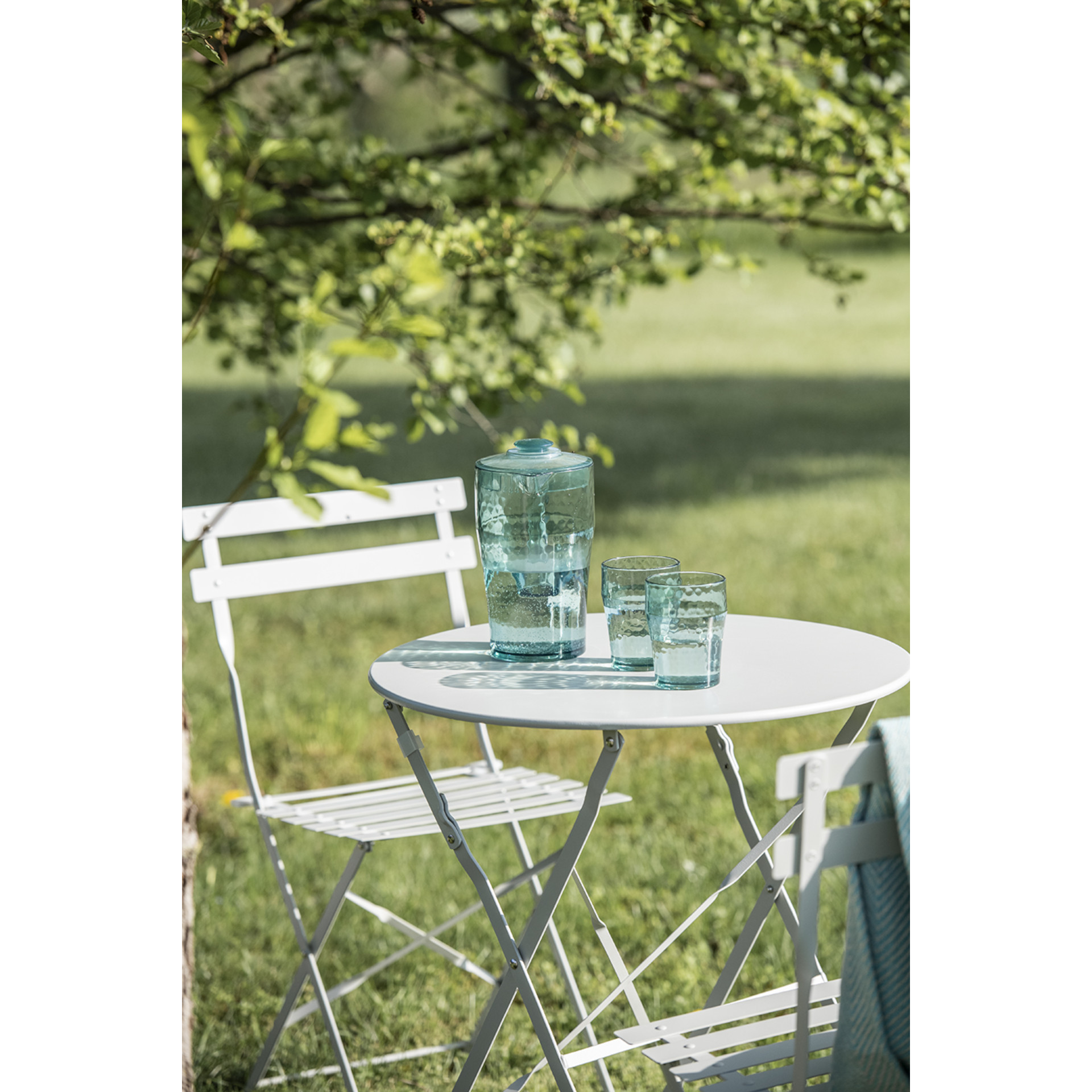 Conjunto de jard&iacute;n mesa con dos sillas gris claro Bistro &Oslash;60cm