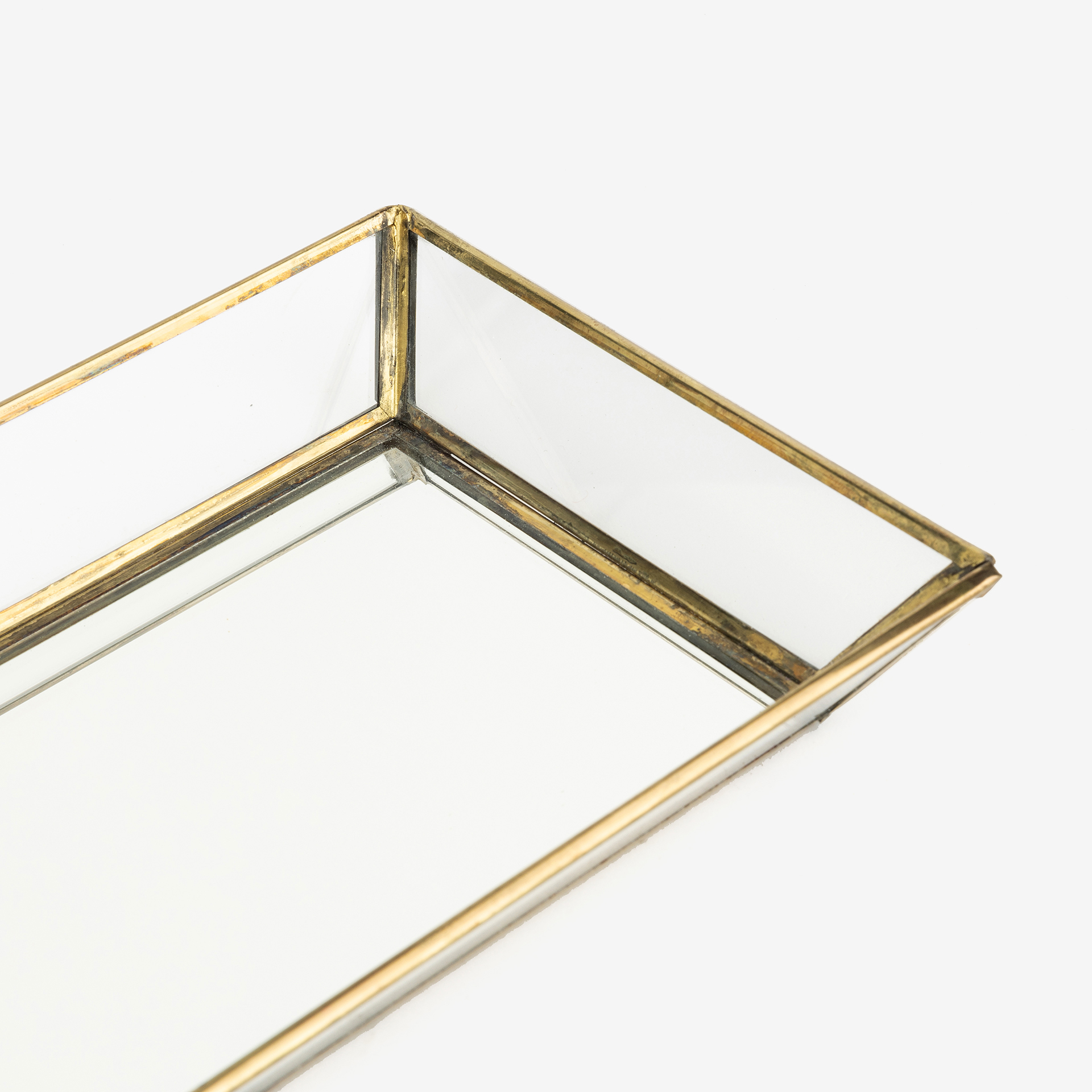 Bandeja de cristal dorada 30x15cm