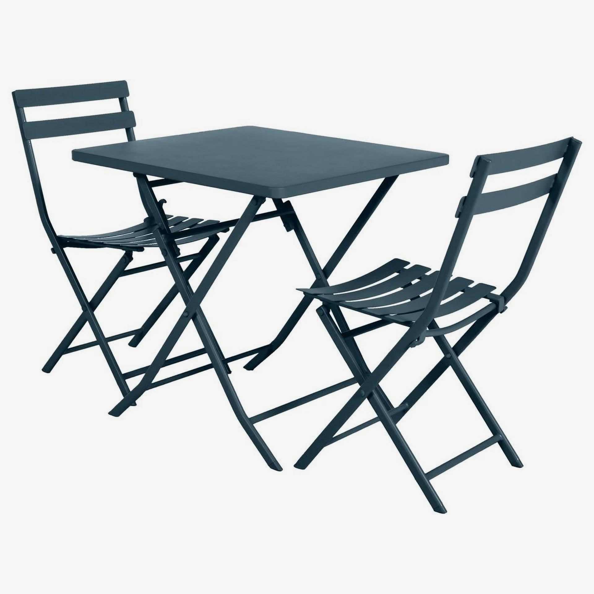 Mesa de jard&iacute;n plegable de acero azul Dixie 70x70x71cm