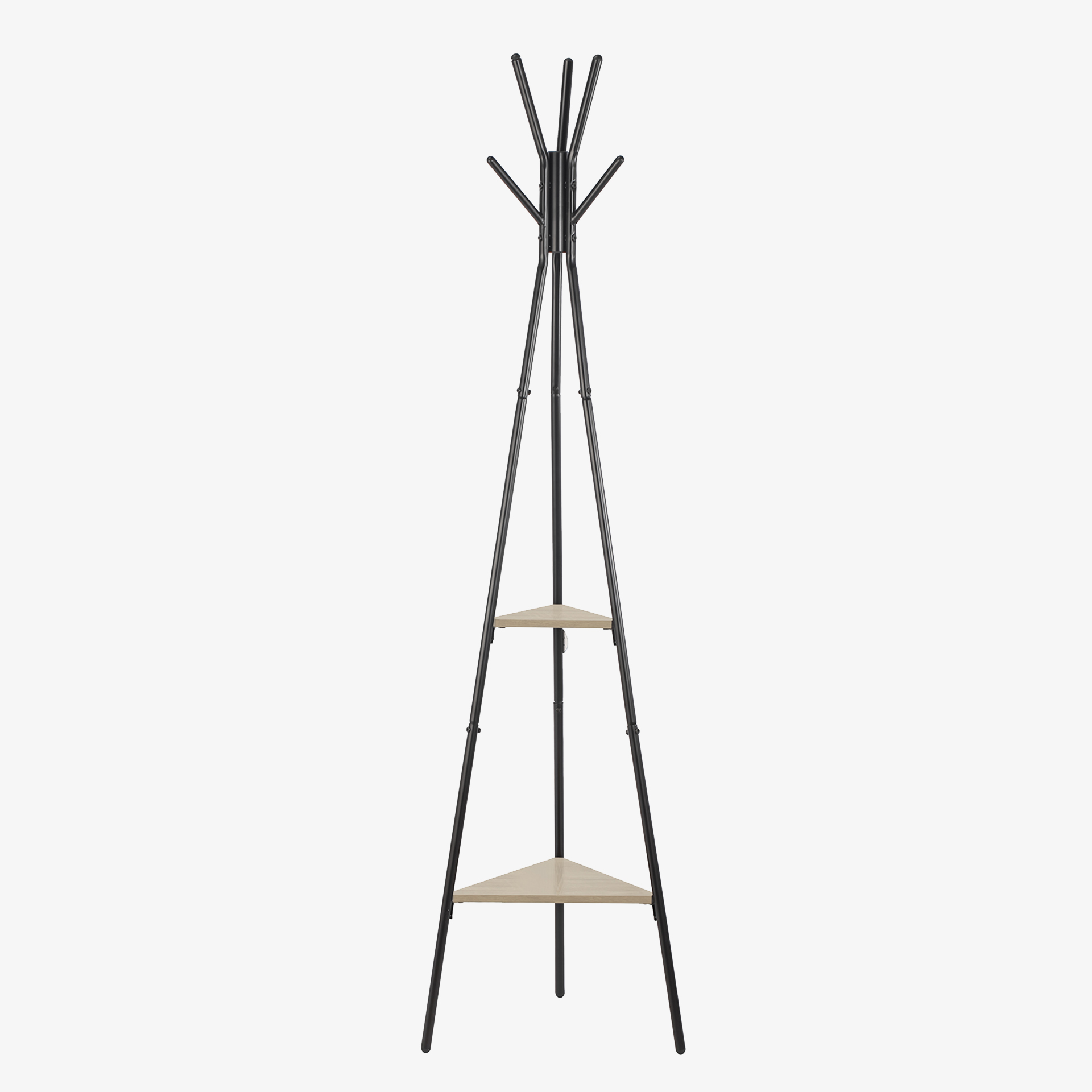 Perchero de pie con baldas negro de acero y MDF Loft 49,5x49,5x180cm