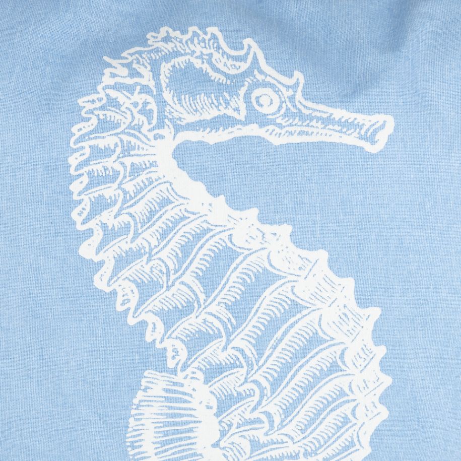Funda de coj&iacute;n azul caballito de mar 45x45cm