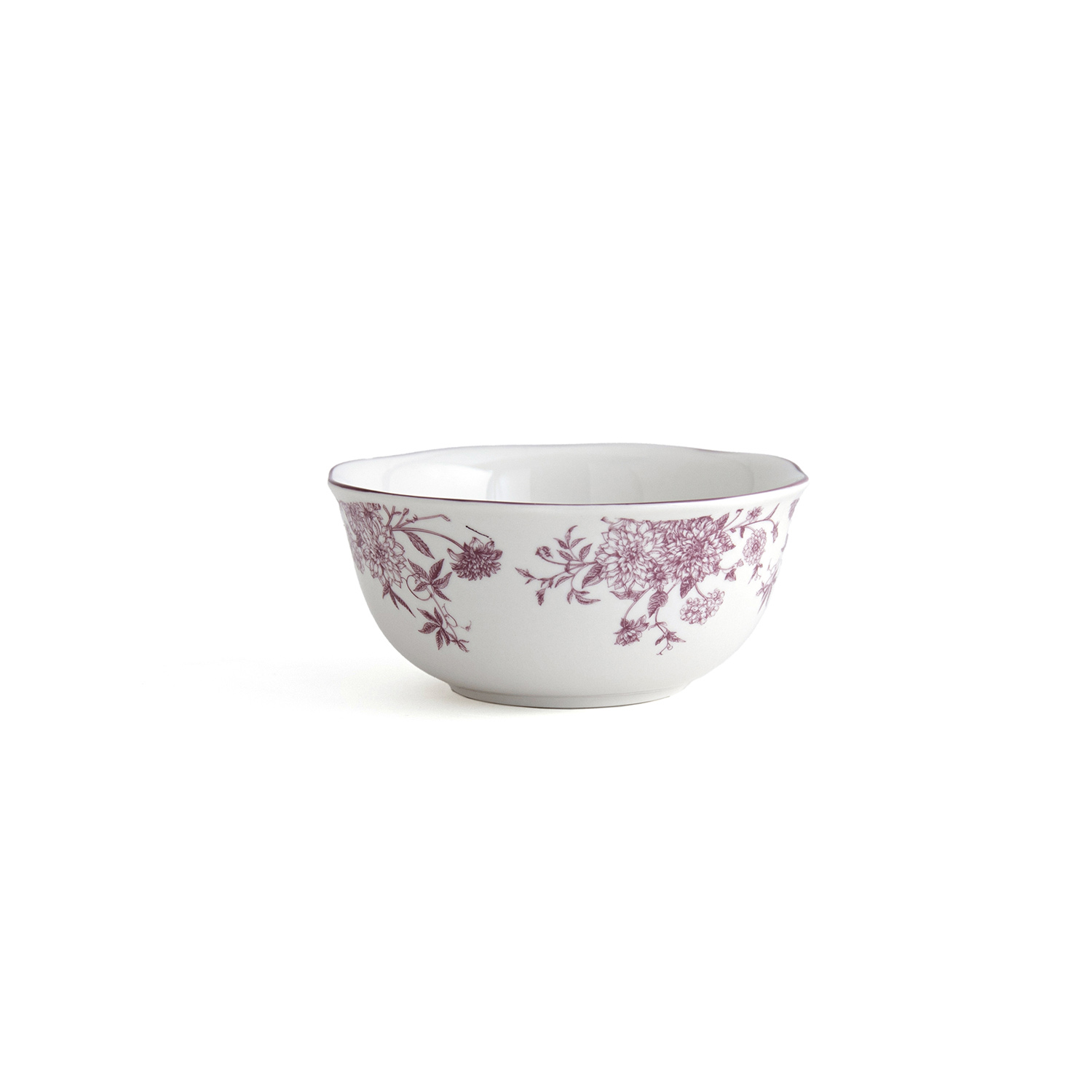 Bol con flores burdeos de porcelana Charlotte &Oslash;14x7cm