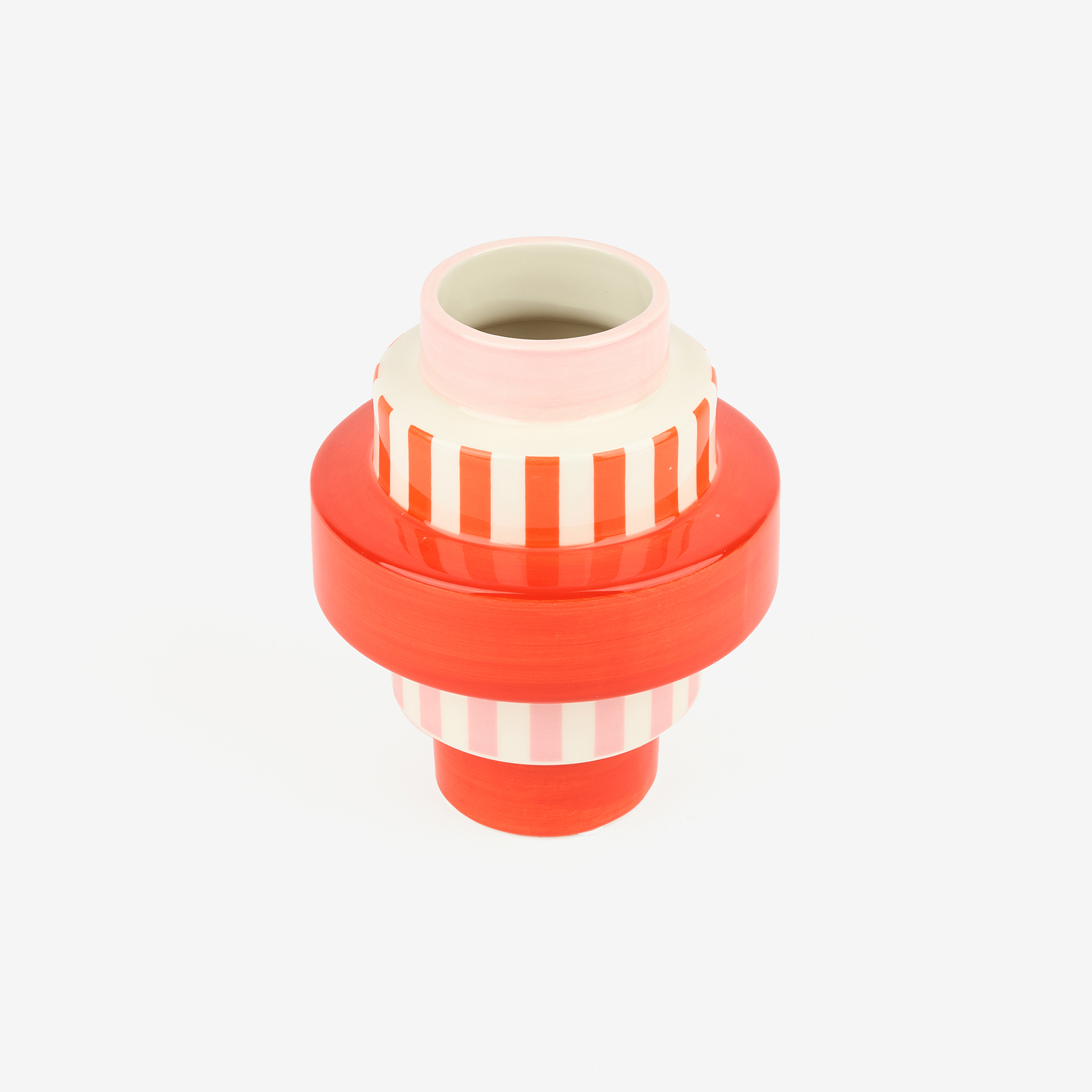 Jarr&oacute;n de cer&aacute;mica rayas naranja Odell &Oslash;15x18cm