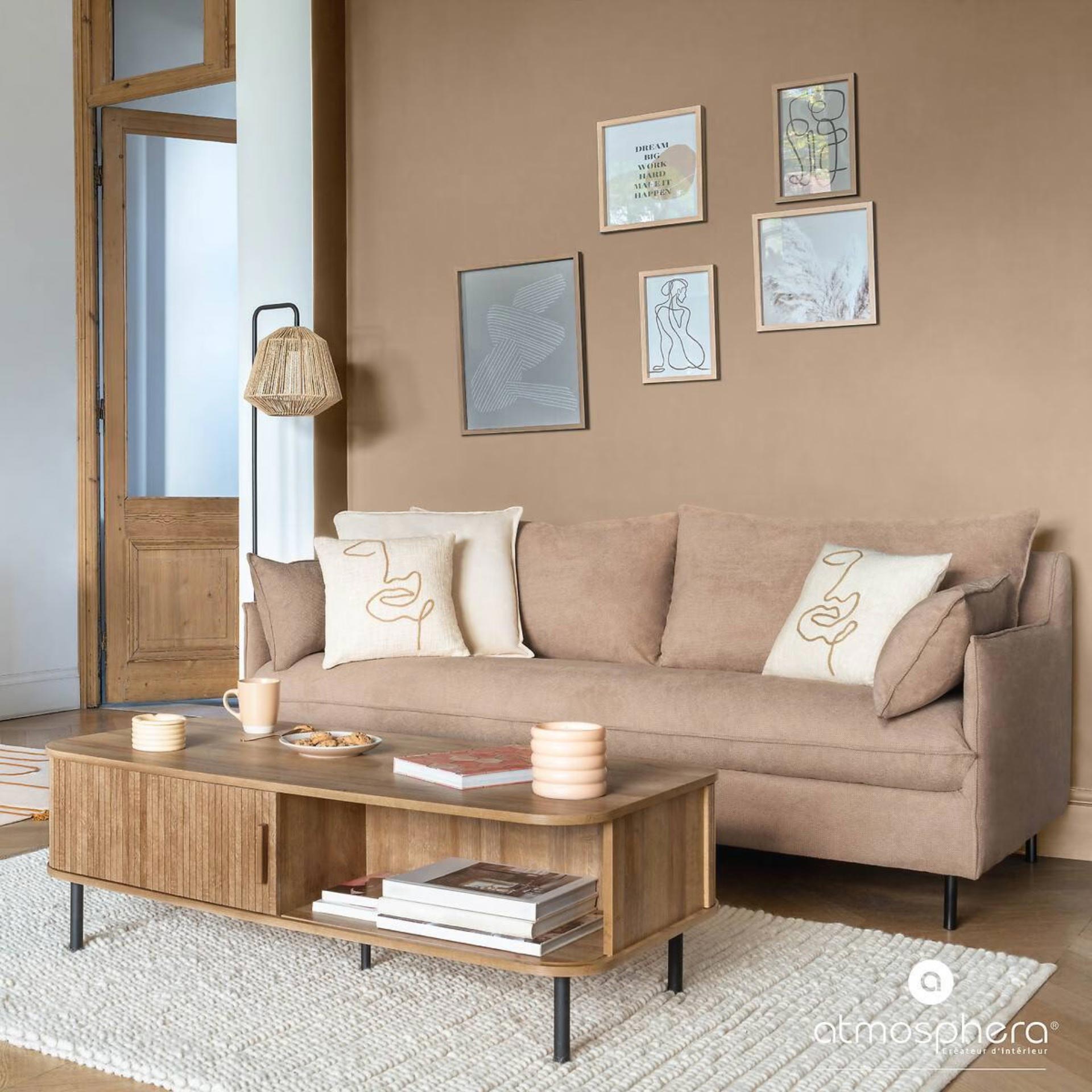 Mesa auxiliar de 2 puertas de madera Ivara