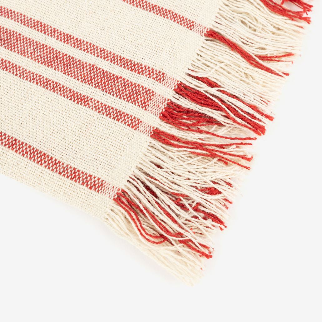 Plaid de algod&oacute;n con rayas rojas Niza 125x150cm