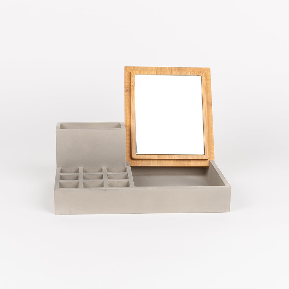 Joyero de bambu con espejo Midi 8x8x22cm