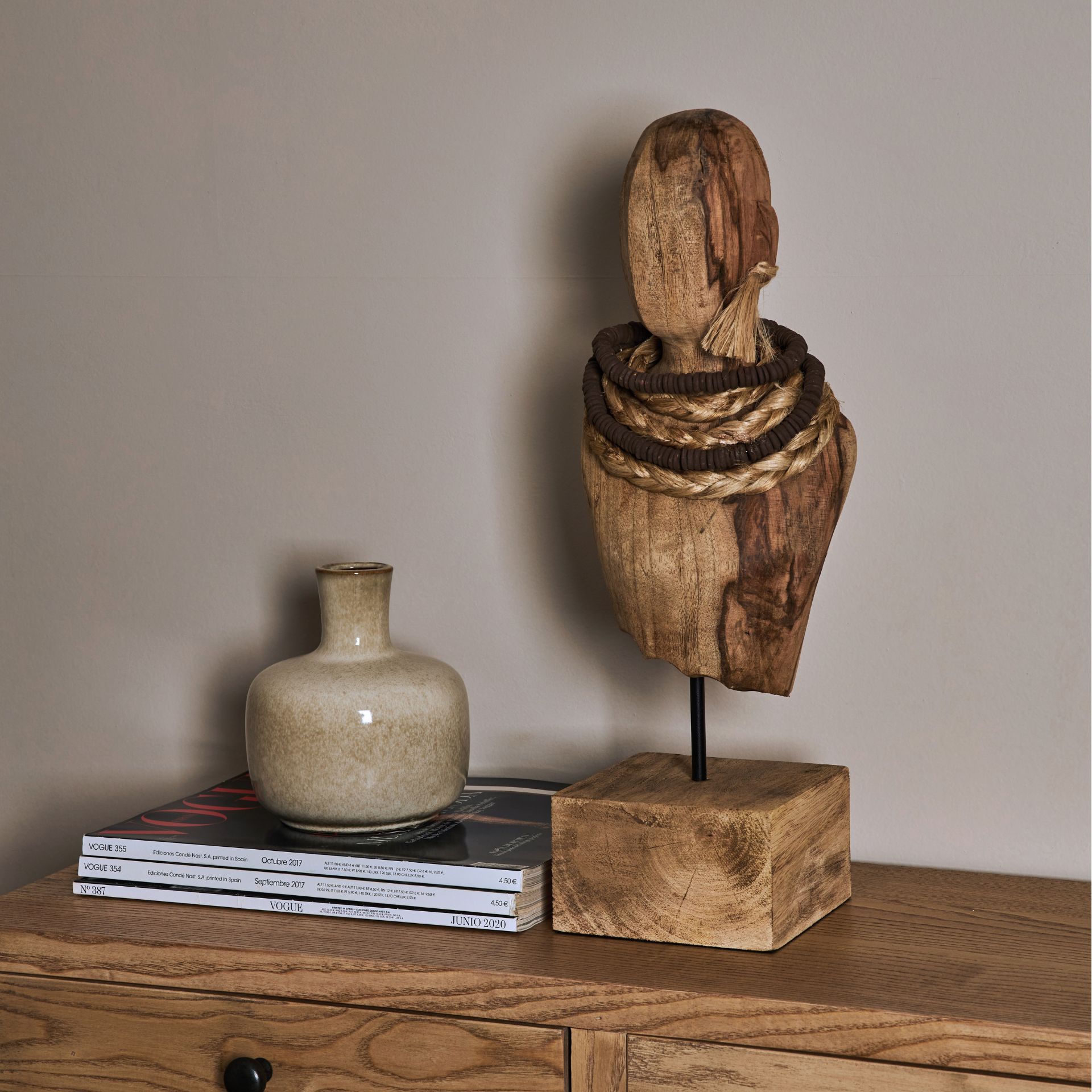 Figura decorativa de madera de mango busto Lady 44cm