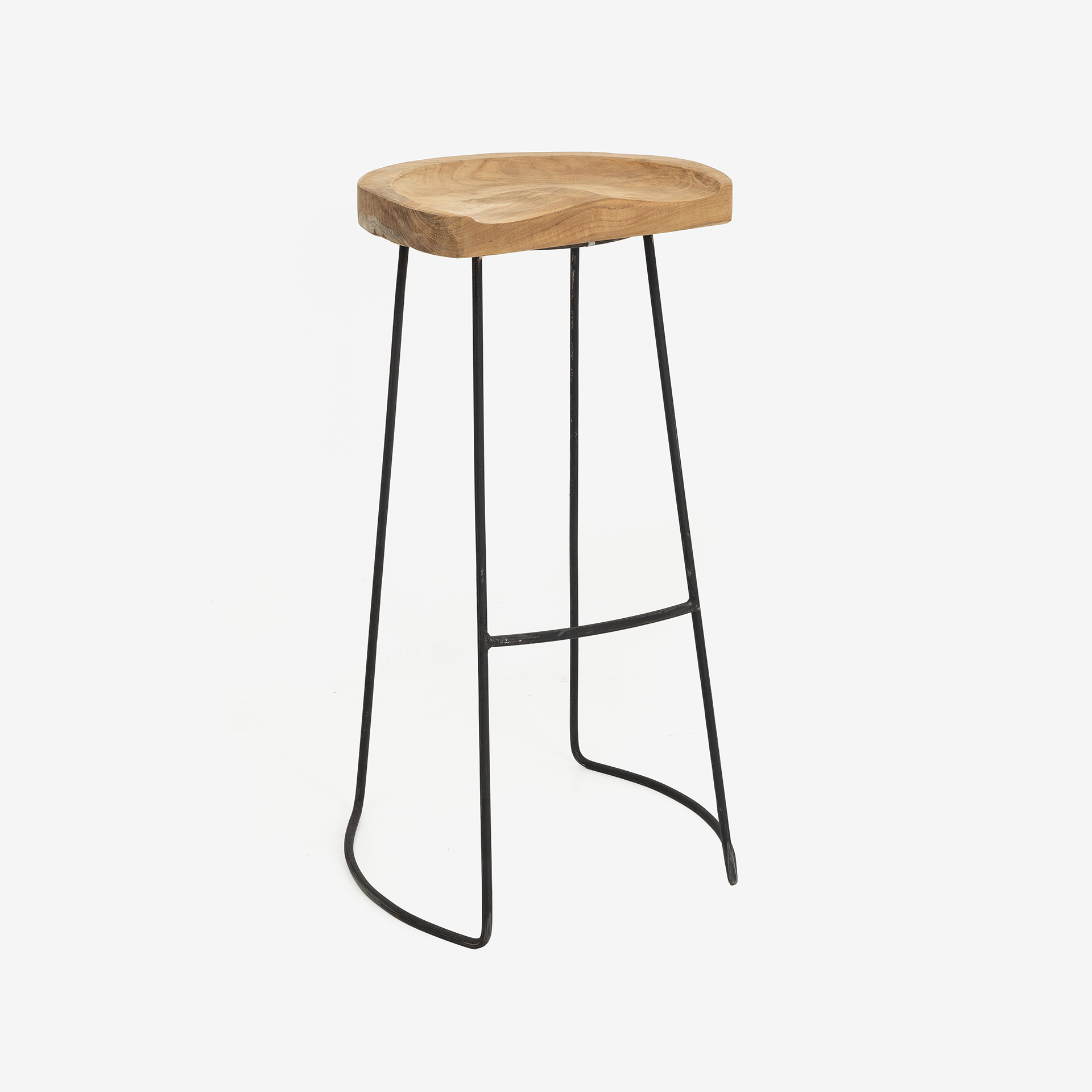 Taburete alto de madera y metal 40x32x81cm