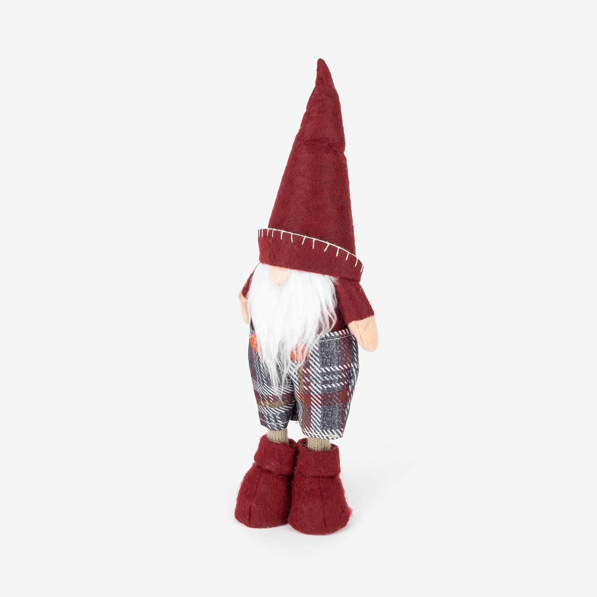 Figura decorativa Gnomo con pantalón a cuadros 33cm