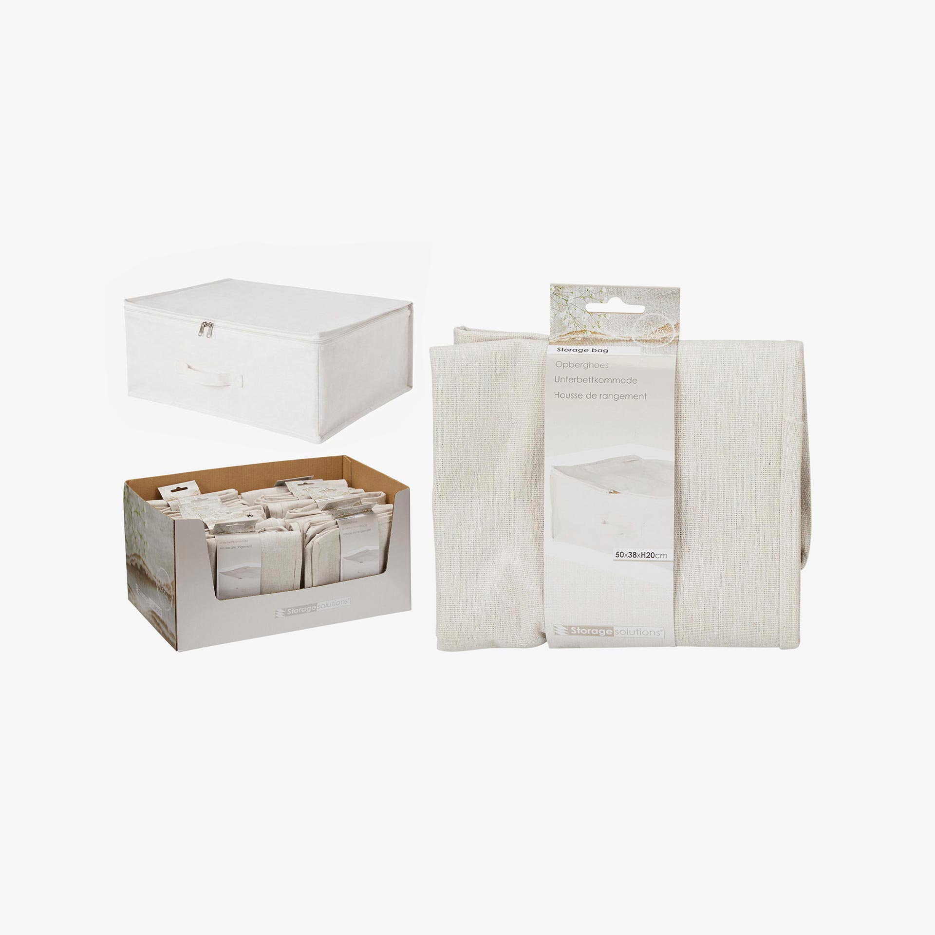 Caja de almacenaje con tapa de textil blanco Nube 50x38x20cm