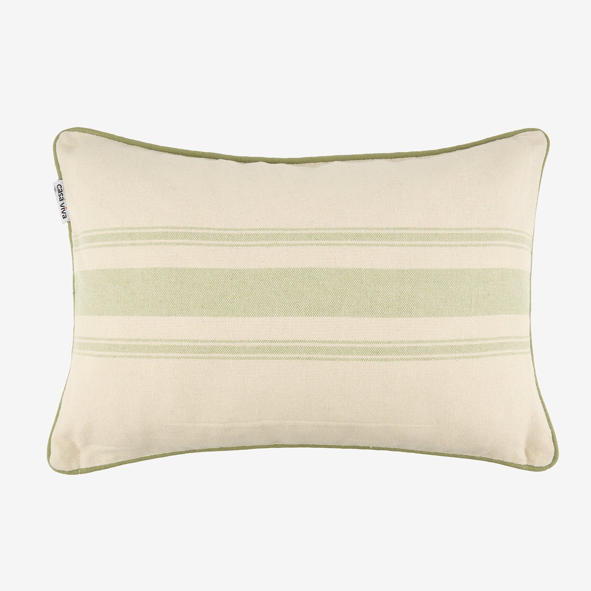 Funda de cojín beige con rayas verdes Niza 30x45cm
