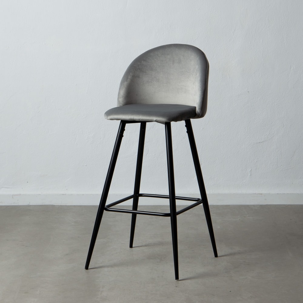 Set de 2 taburetes altos de metal gris Caleb 40x48x102cm