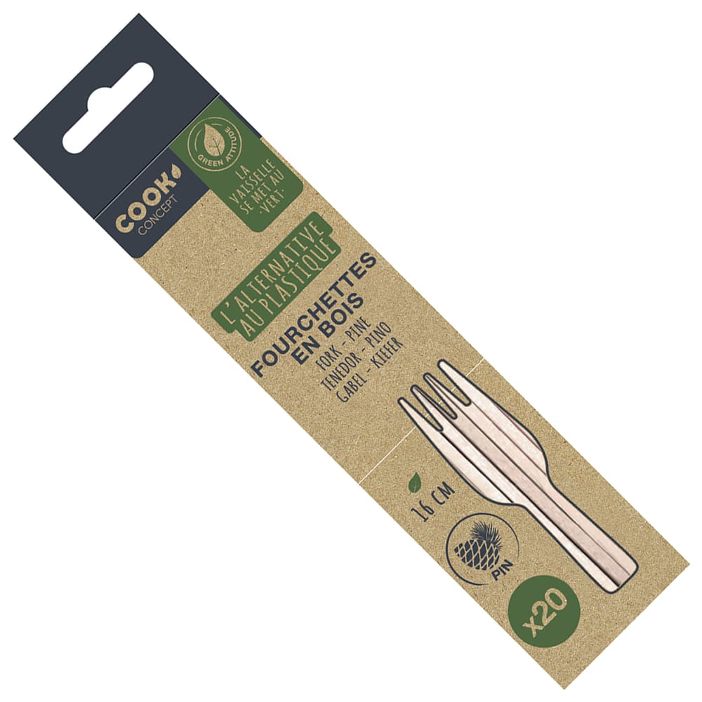 Set de 20 Tenedores desechables de pino