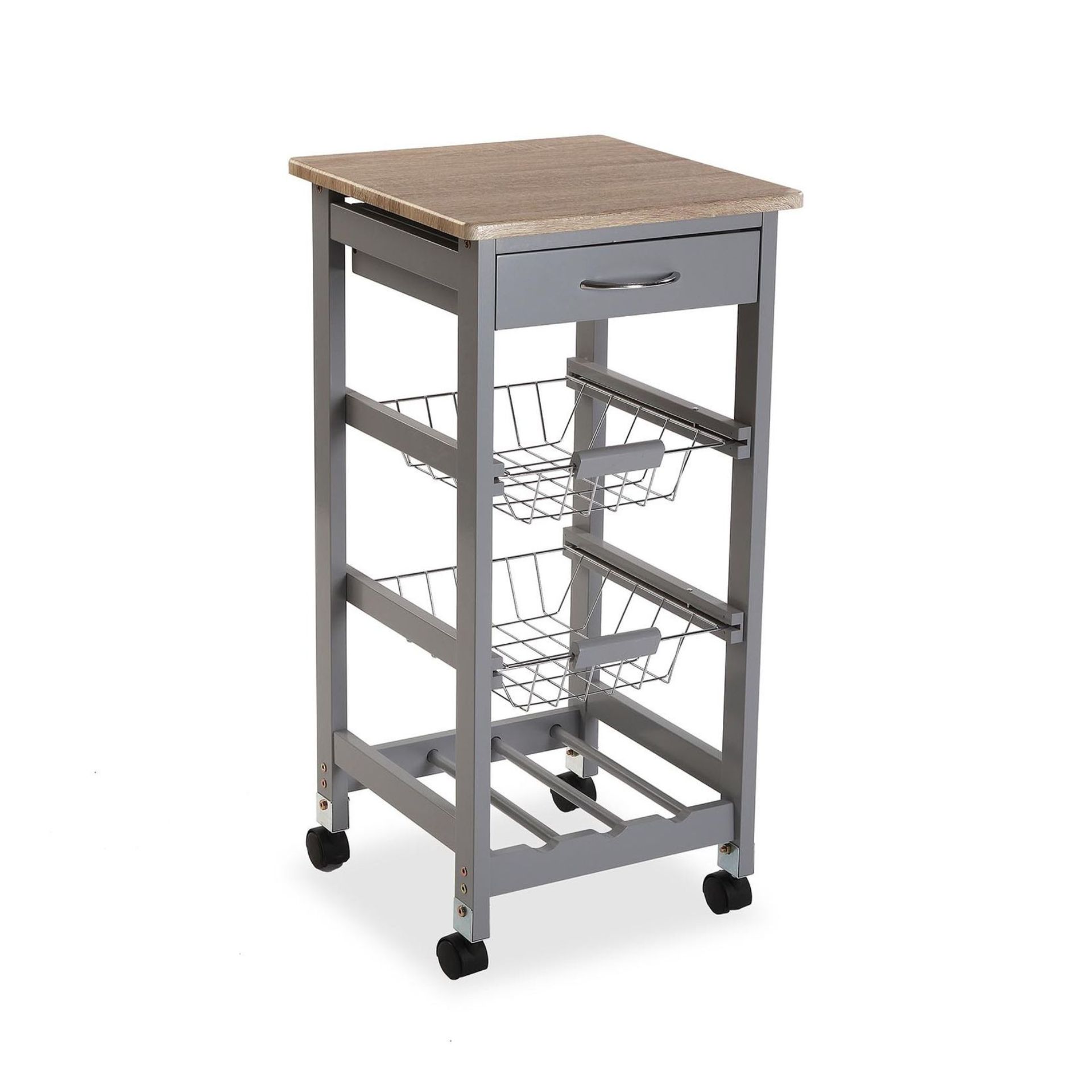 Carro de cocina de metal y madera 37x37x76cm