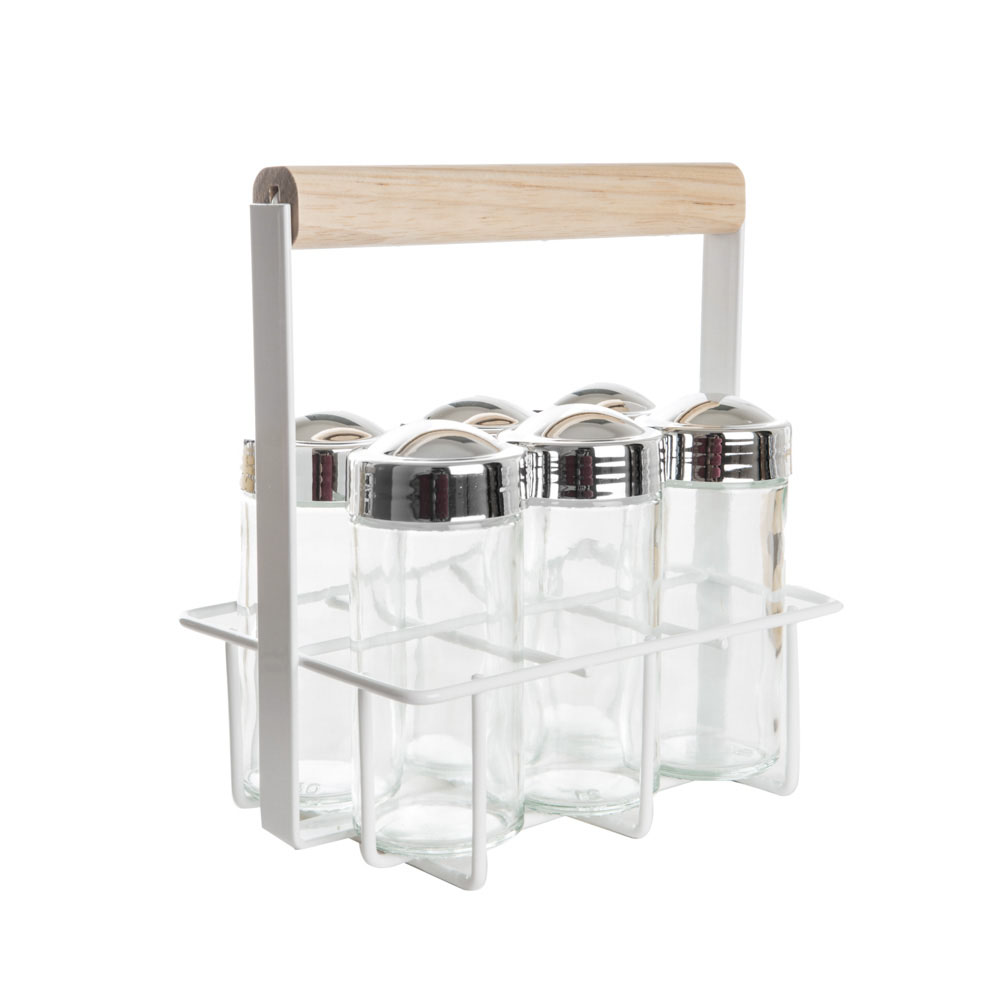 Set de 6 especieros de vidrio con soporte Meta
