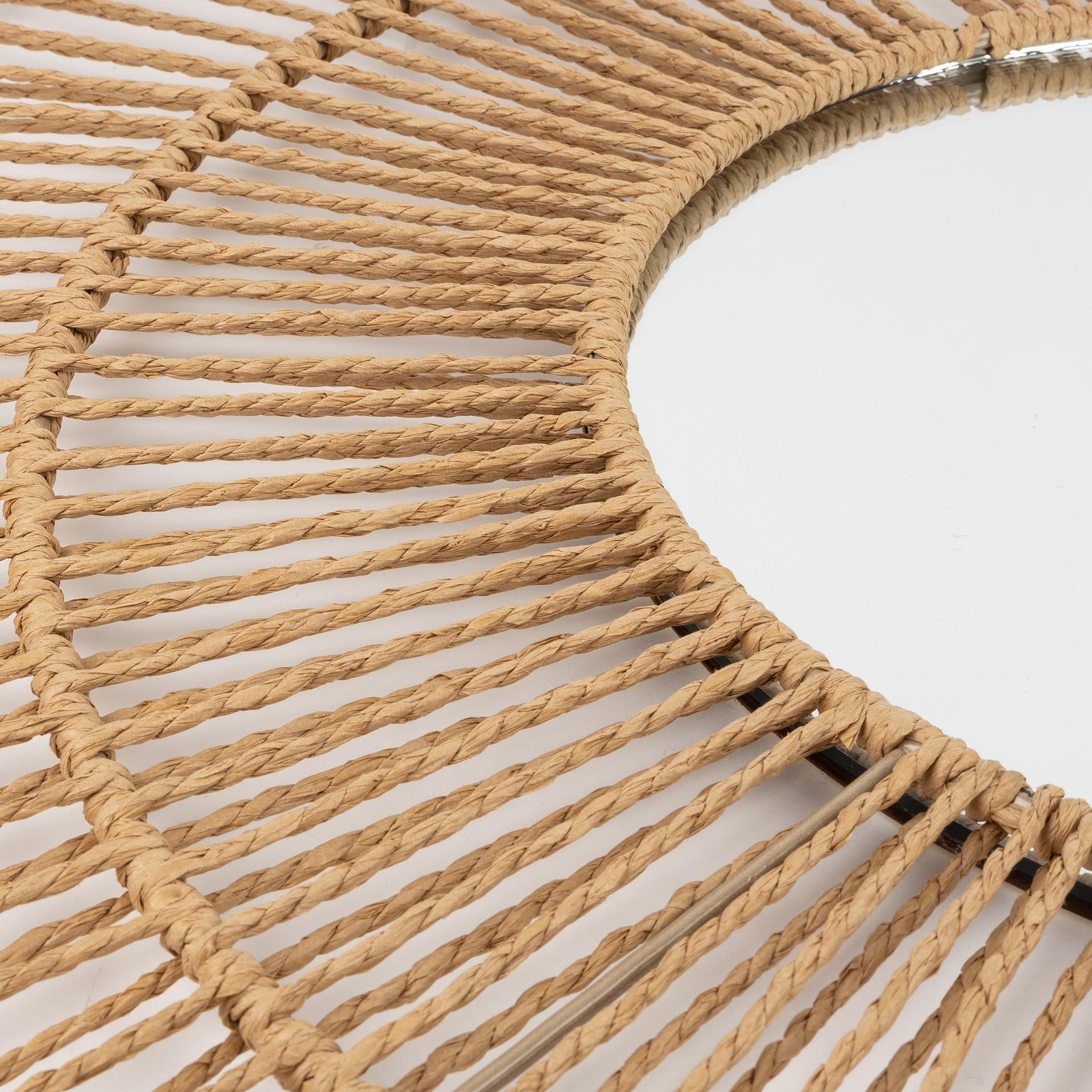 Espejo de pared redondo de rafia de Ø70 cm