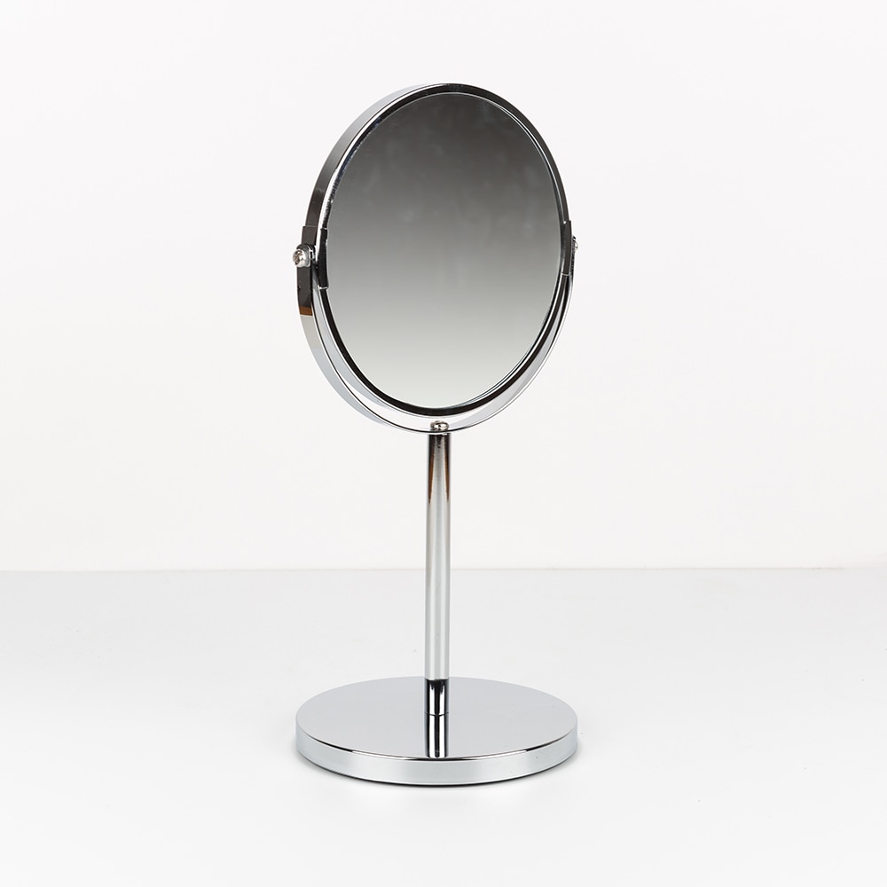 Espejo de ba&ntilde;o con pie de metal 3 aumentos 15x35cm