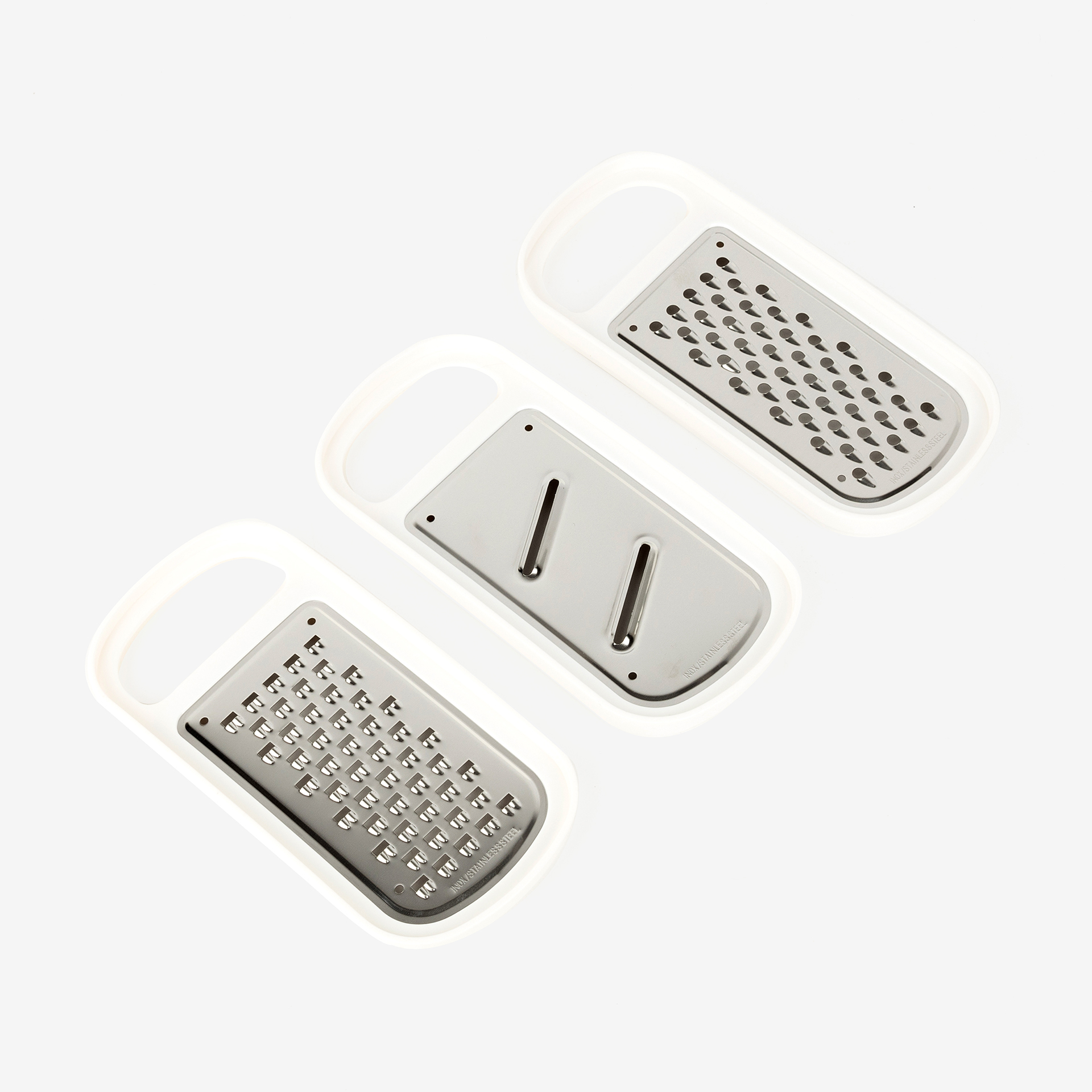 Set de 3 ralladores con contenedor 24x10x9cm