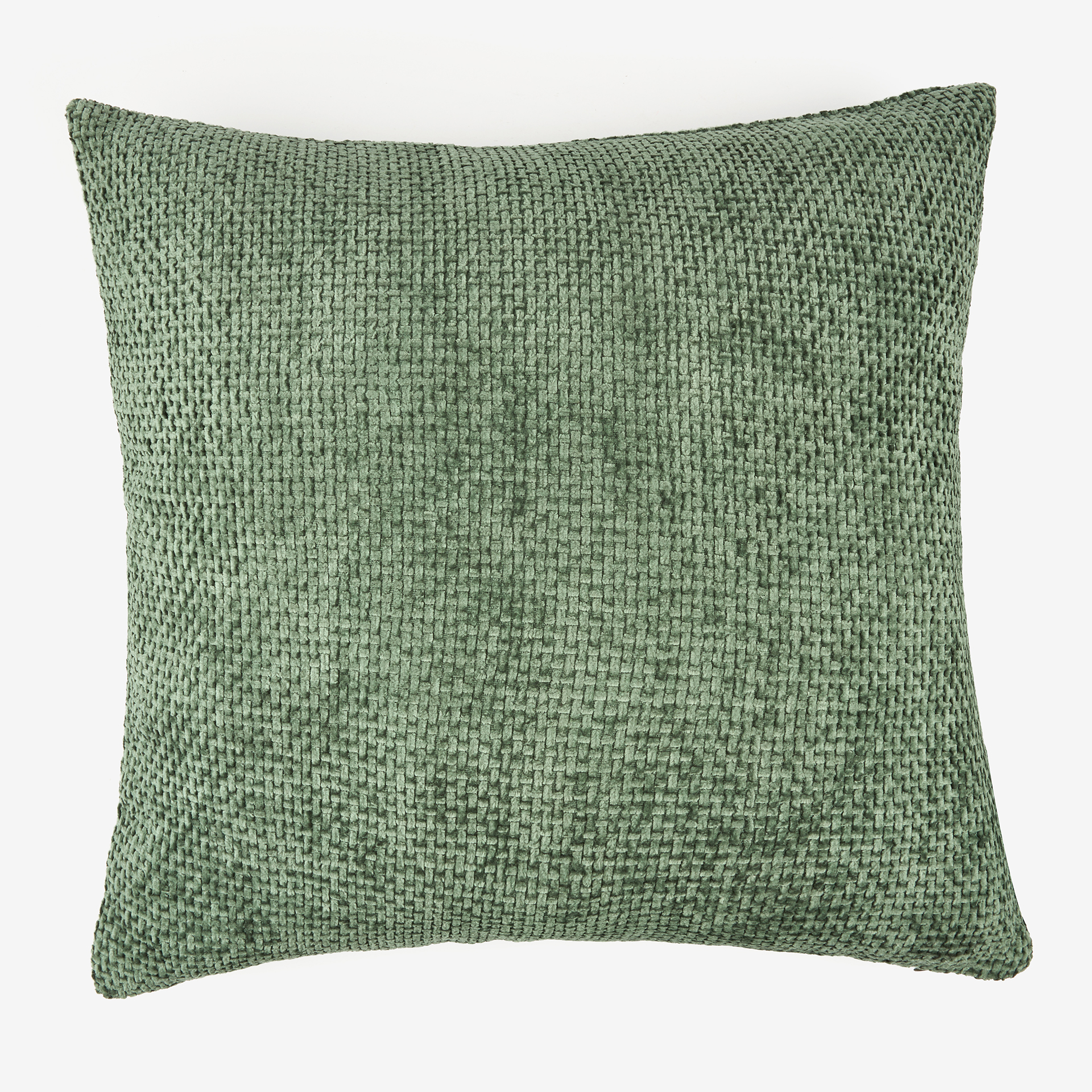 Funda de cojín chenilla verde 45x45cm