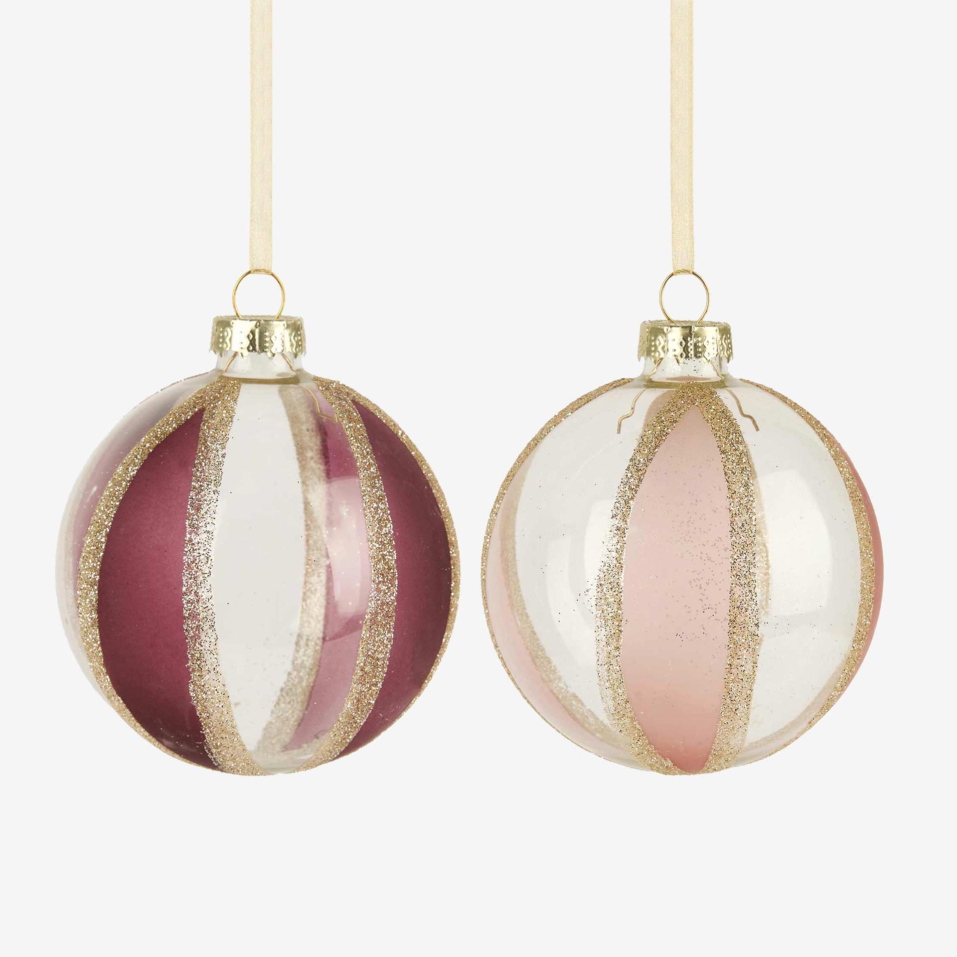 Set de 12 bolas blancas y rosas Ø8cm