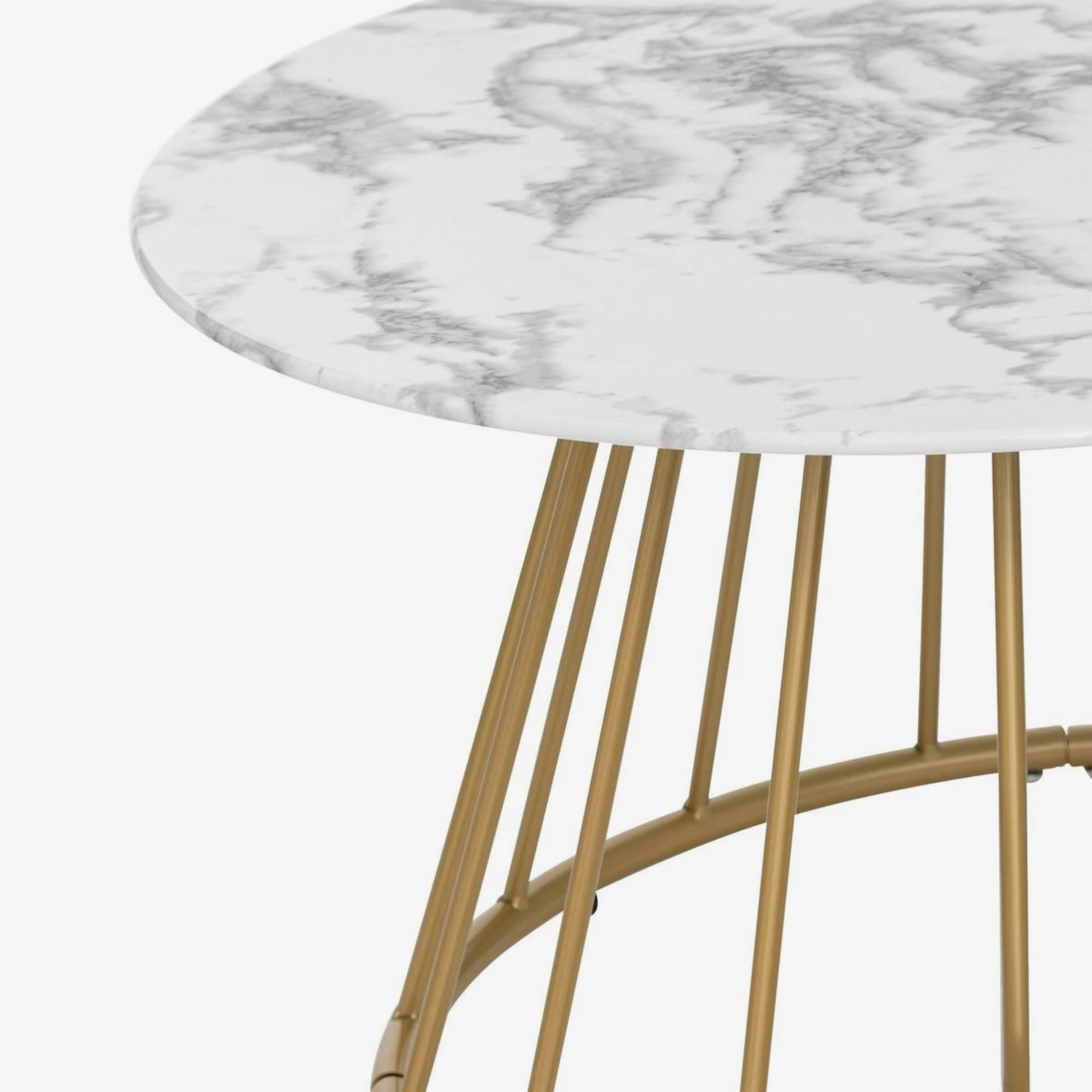 Mesa de centro de vidrio efecto m&aacute;rmol Moren &Oslash;70cm 