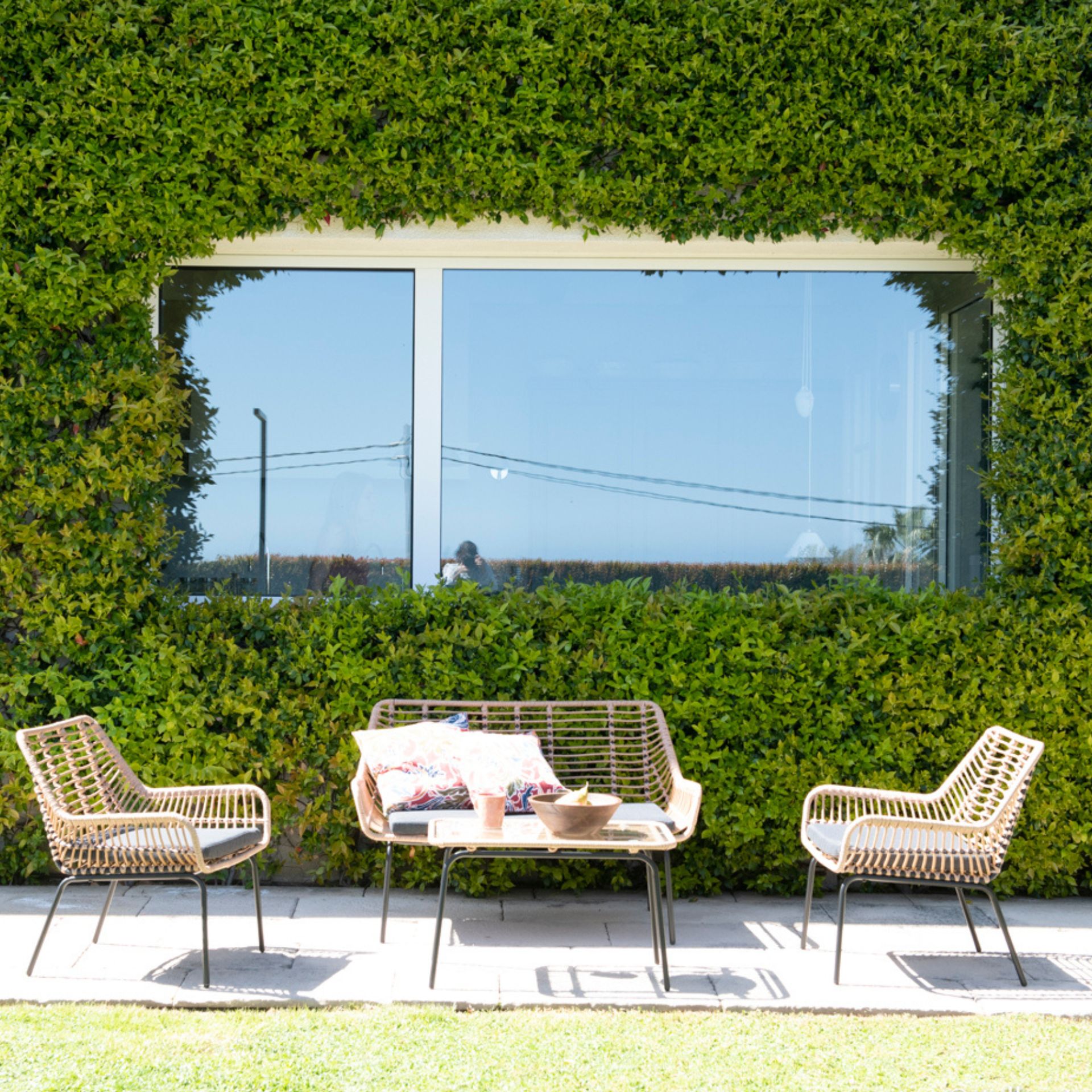 Set de jardín de 4 piezas de ratán sintético Hawai