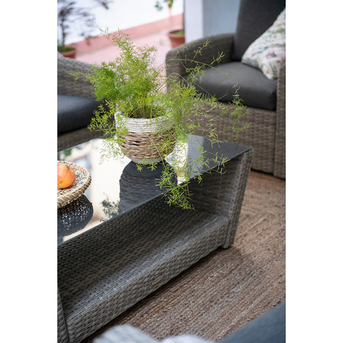 Conjunto de sofás de jardín de 4 piezas de ratán gris 128x76x66cm