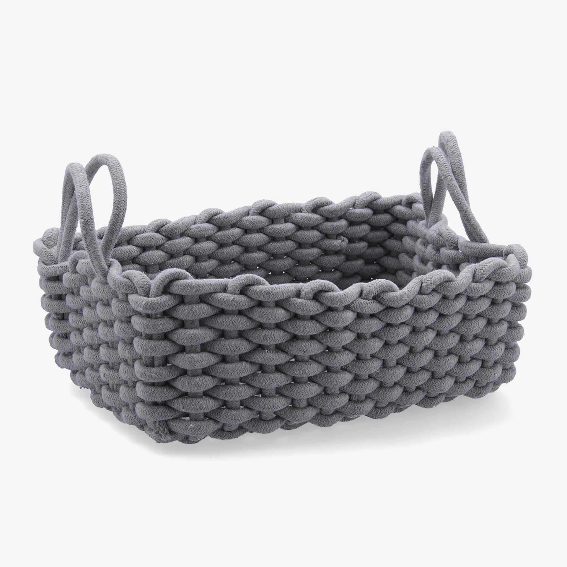 Cesta rectangular de algod&oacute;n gris Niebla 35x25x13cm