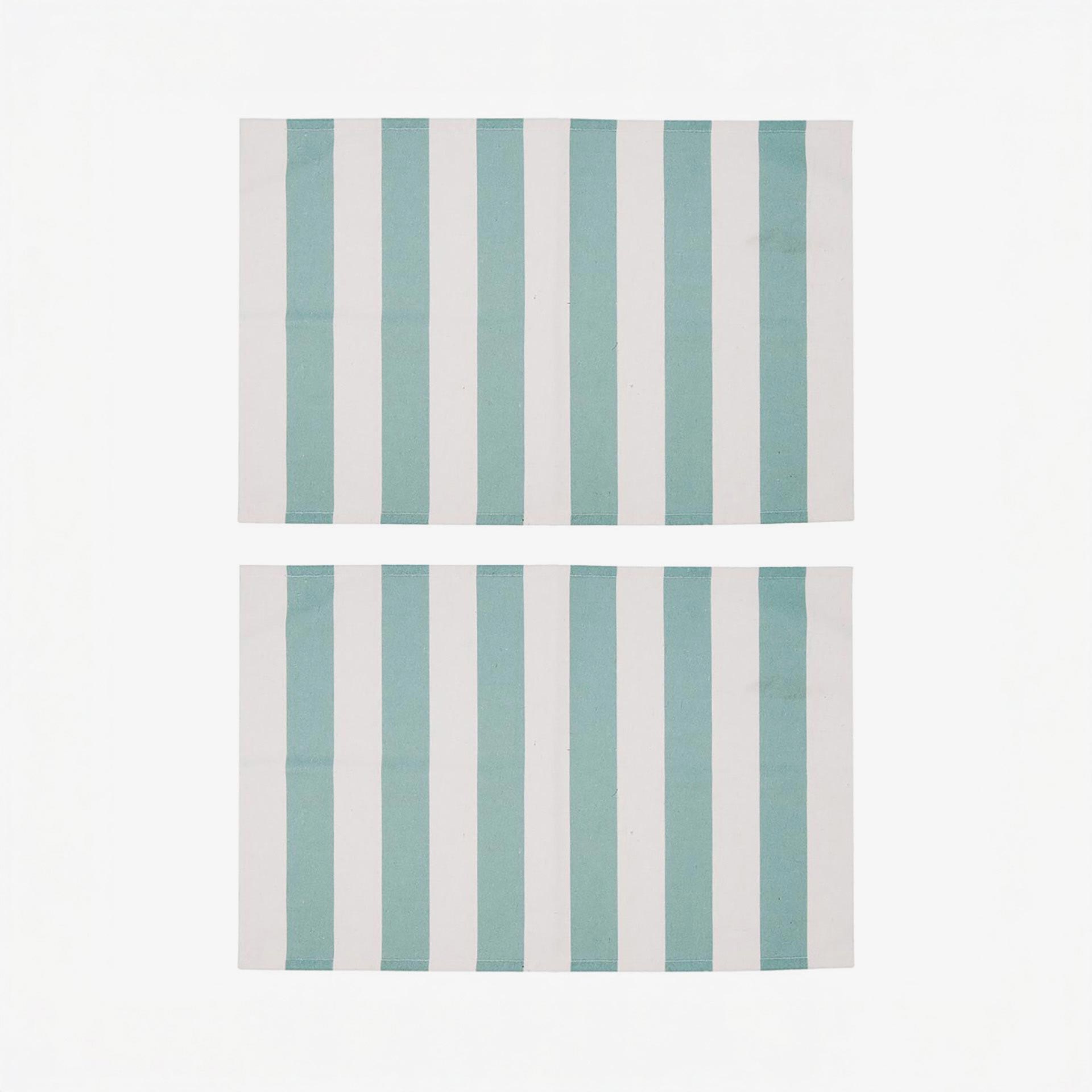 Set de 2 manteles individuales verde y blanco Calma 33x45cm