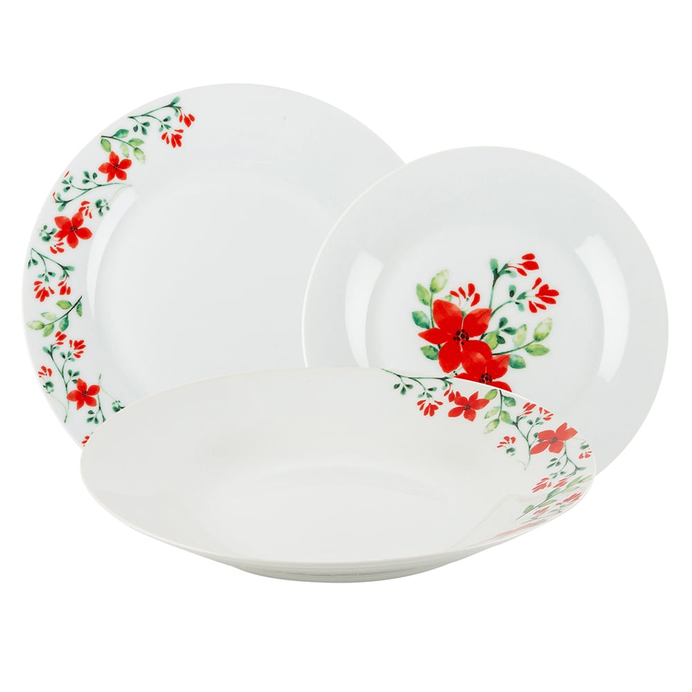 Vajilla 18 piezas porcelana flores