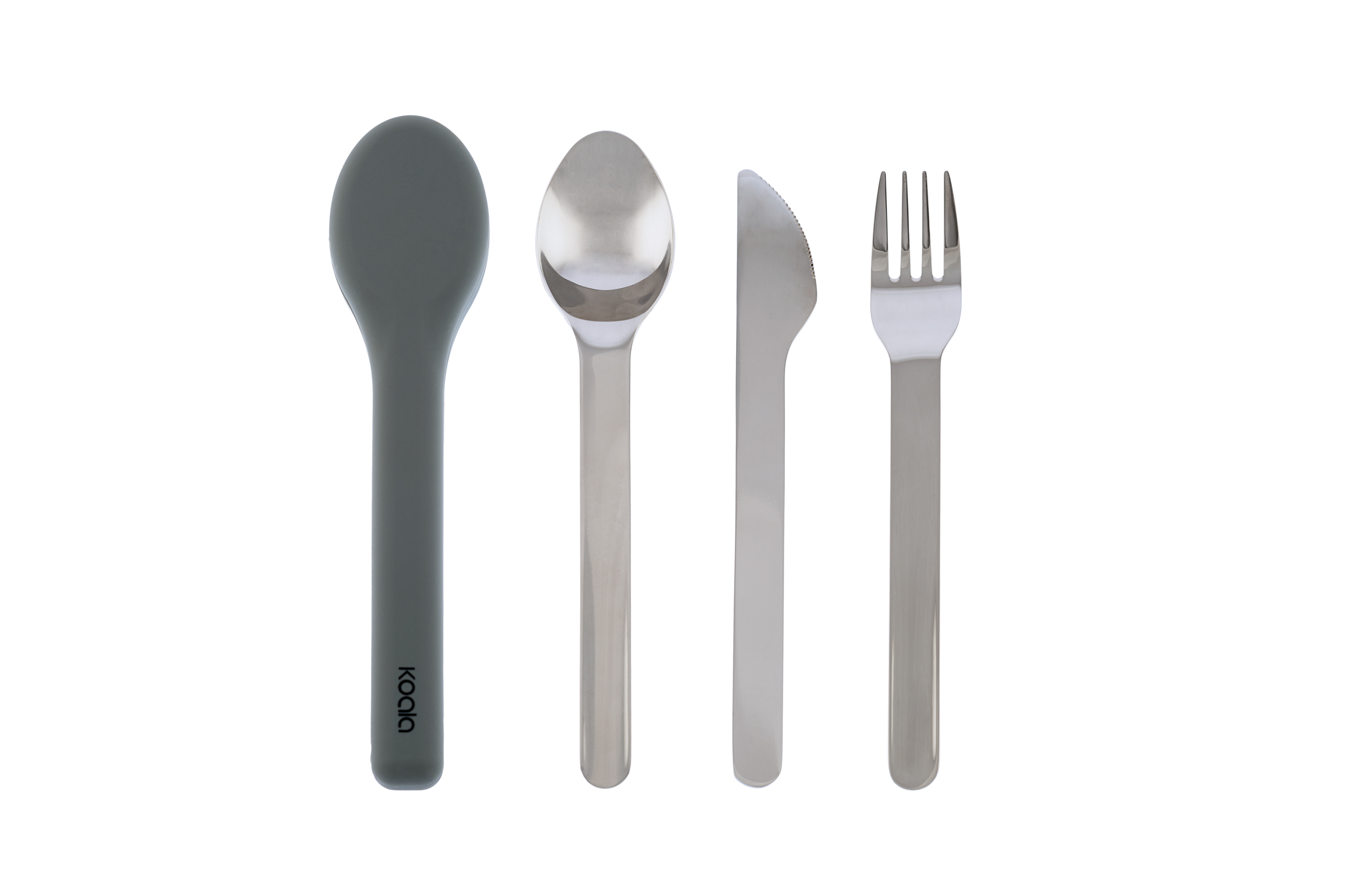 Set de 3 cubiertos de acero inoxidable con estuche