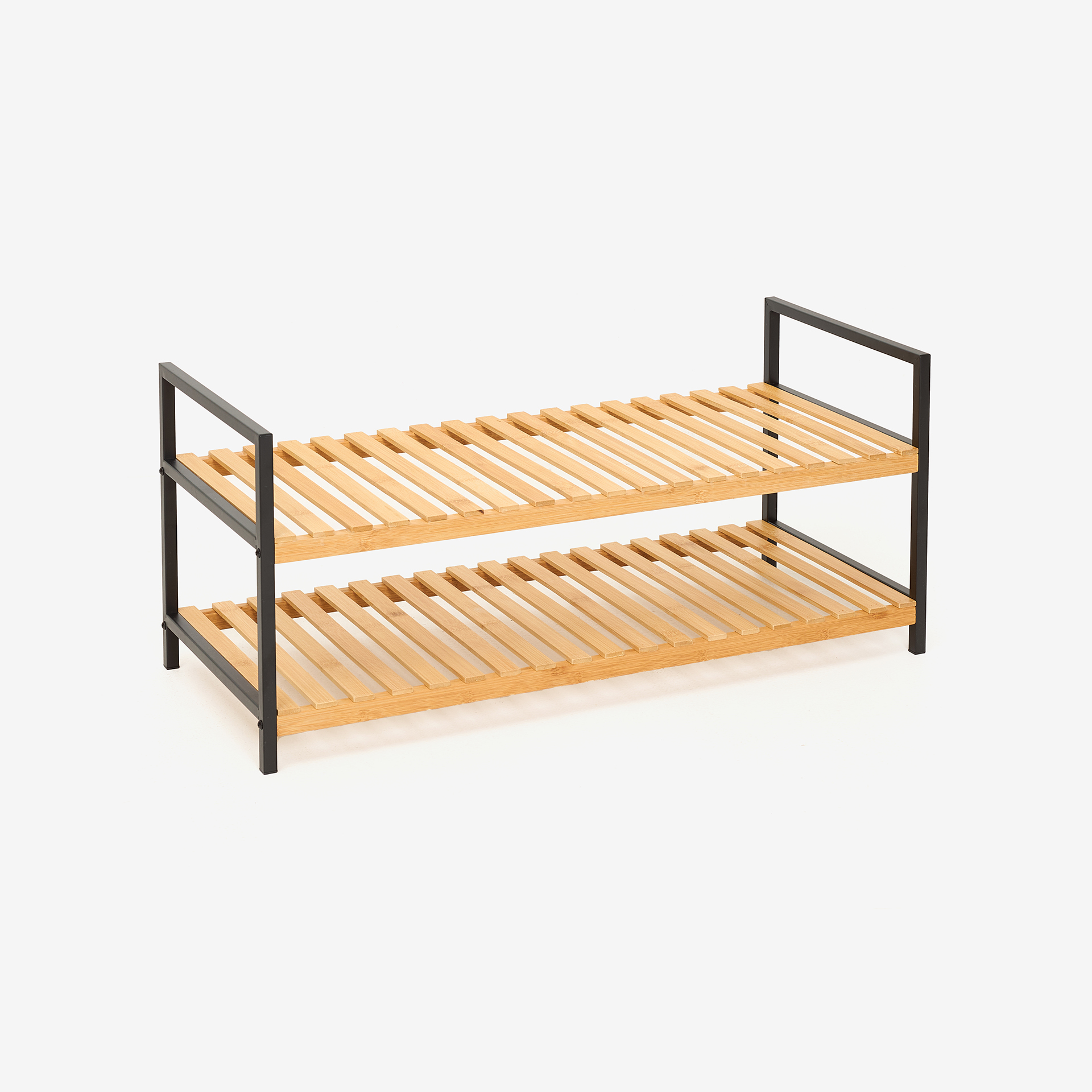 Zapatero de bamb&uacute; de 2 estantes Kabil 70x30x32cm