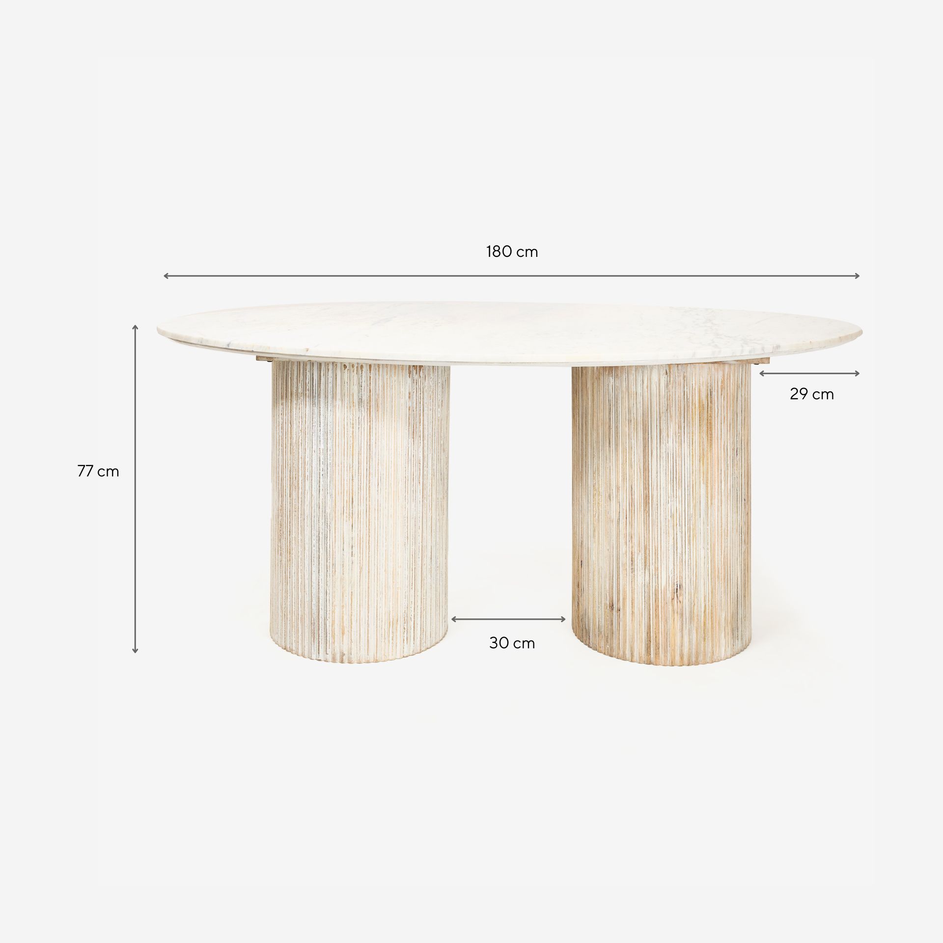 Mesa de comedor de mármol Siba 180x90x77cm Clau&Chloe