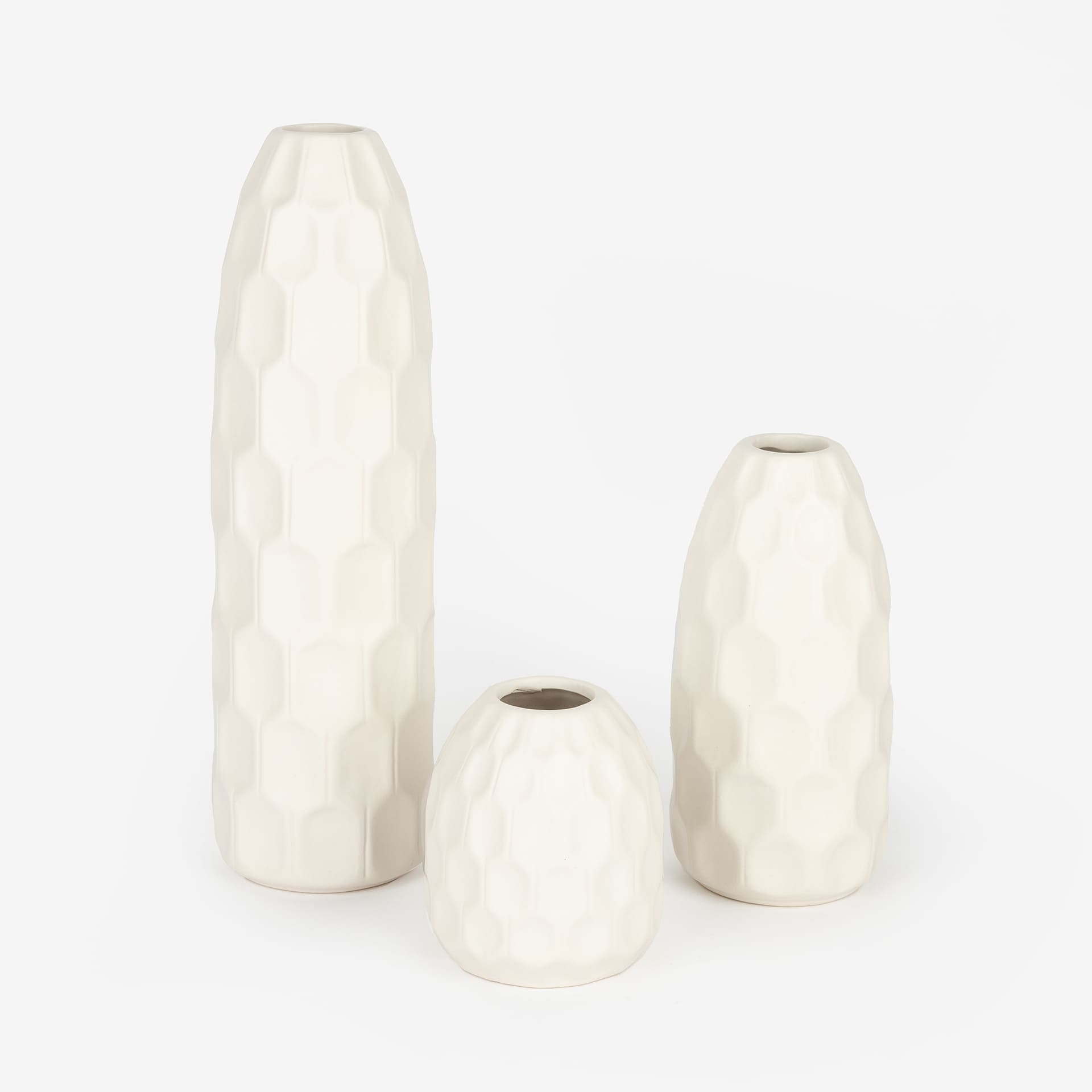 Jarrón de gres blanco Simón Ø9x31cm