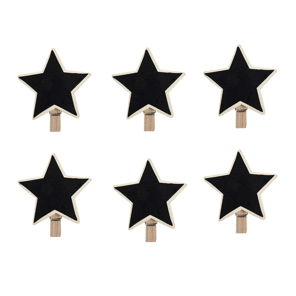 Set de 6 pinzas de pizarra Estrella 5,5cm