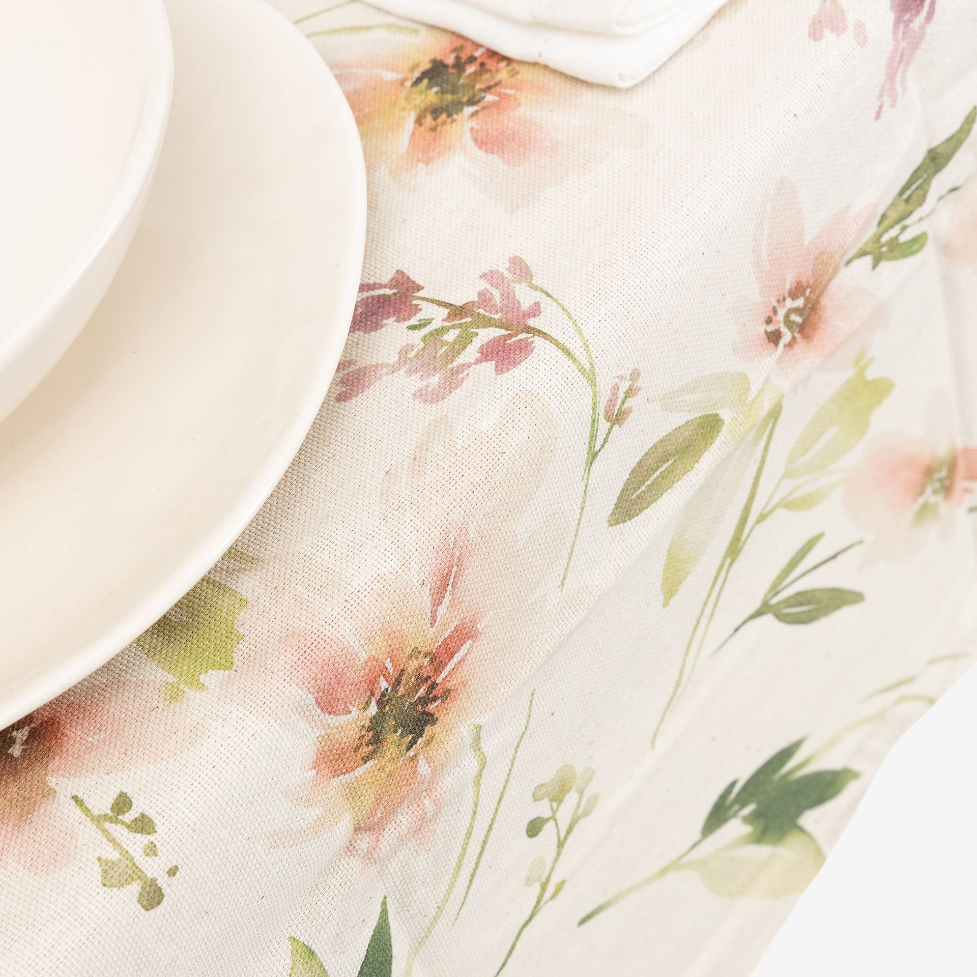 Mantel de algodón reciclado con estampado de hojas 135x200cm