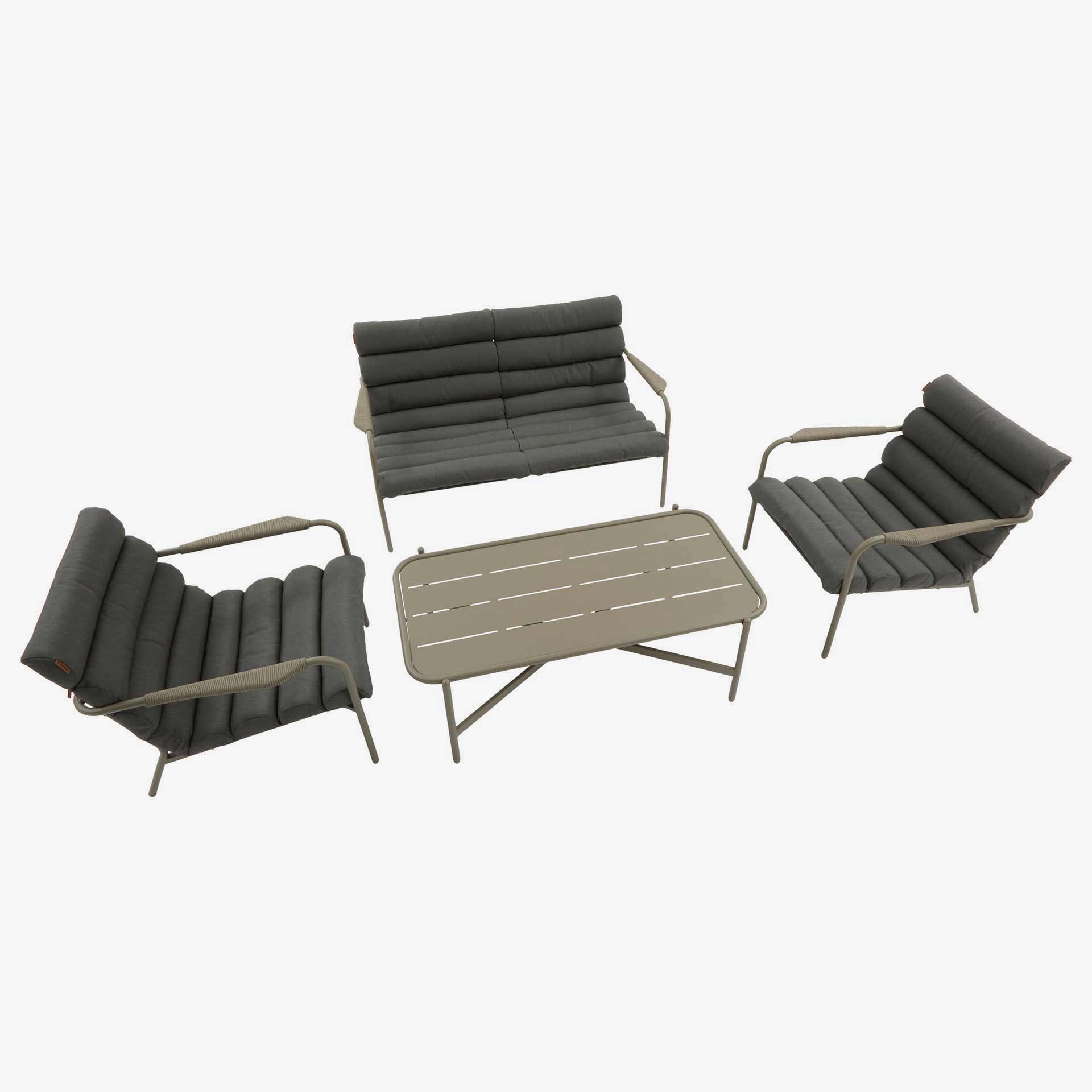 Conjunto de jard&iacute;n para 4 personas de acero cafe Solani