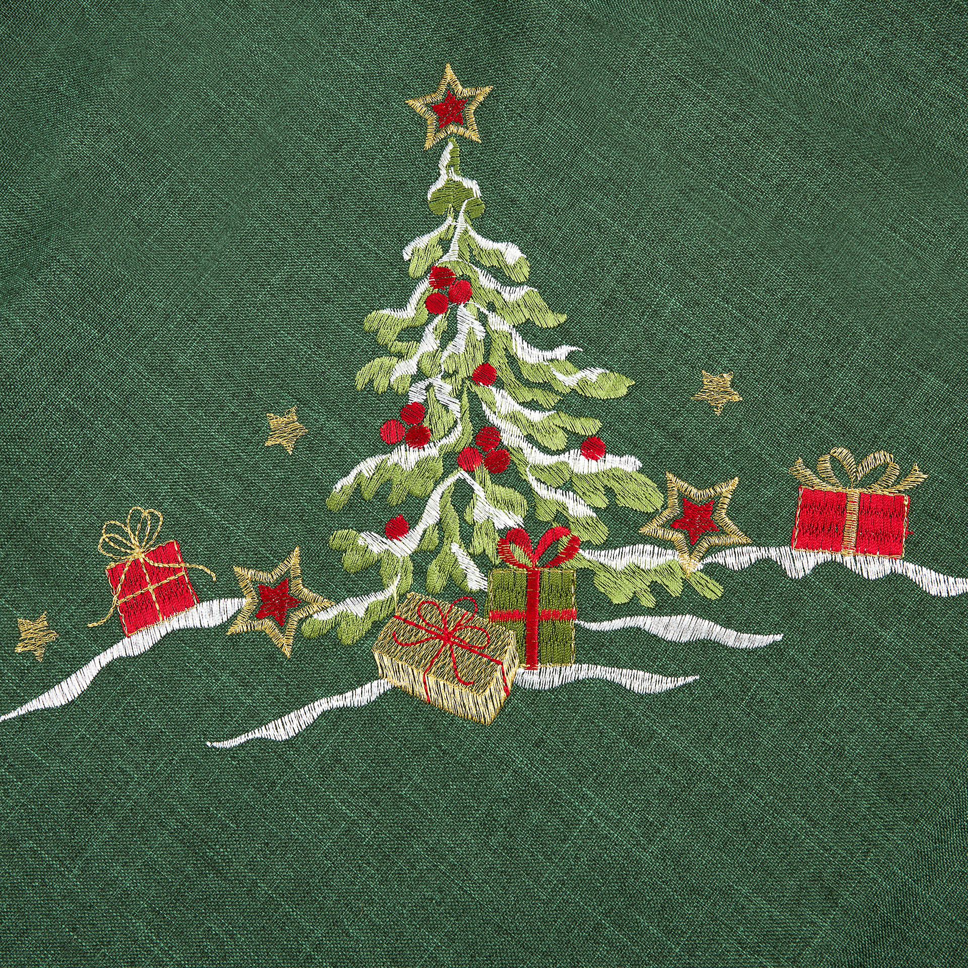 Mantel verde bordado Árbol Nevado 150x250cm