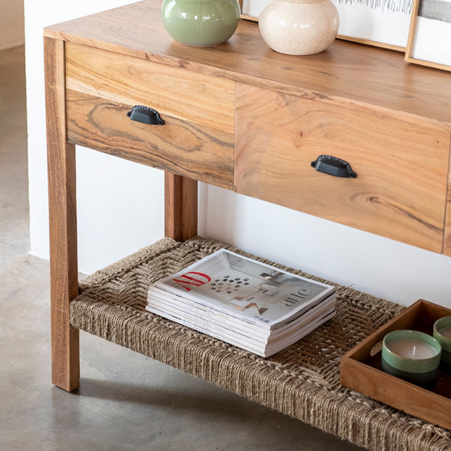 Consola de madera de acacia Bolt 170x40x75cm Clau&Chloe