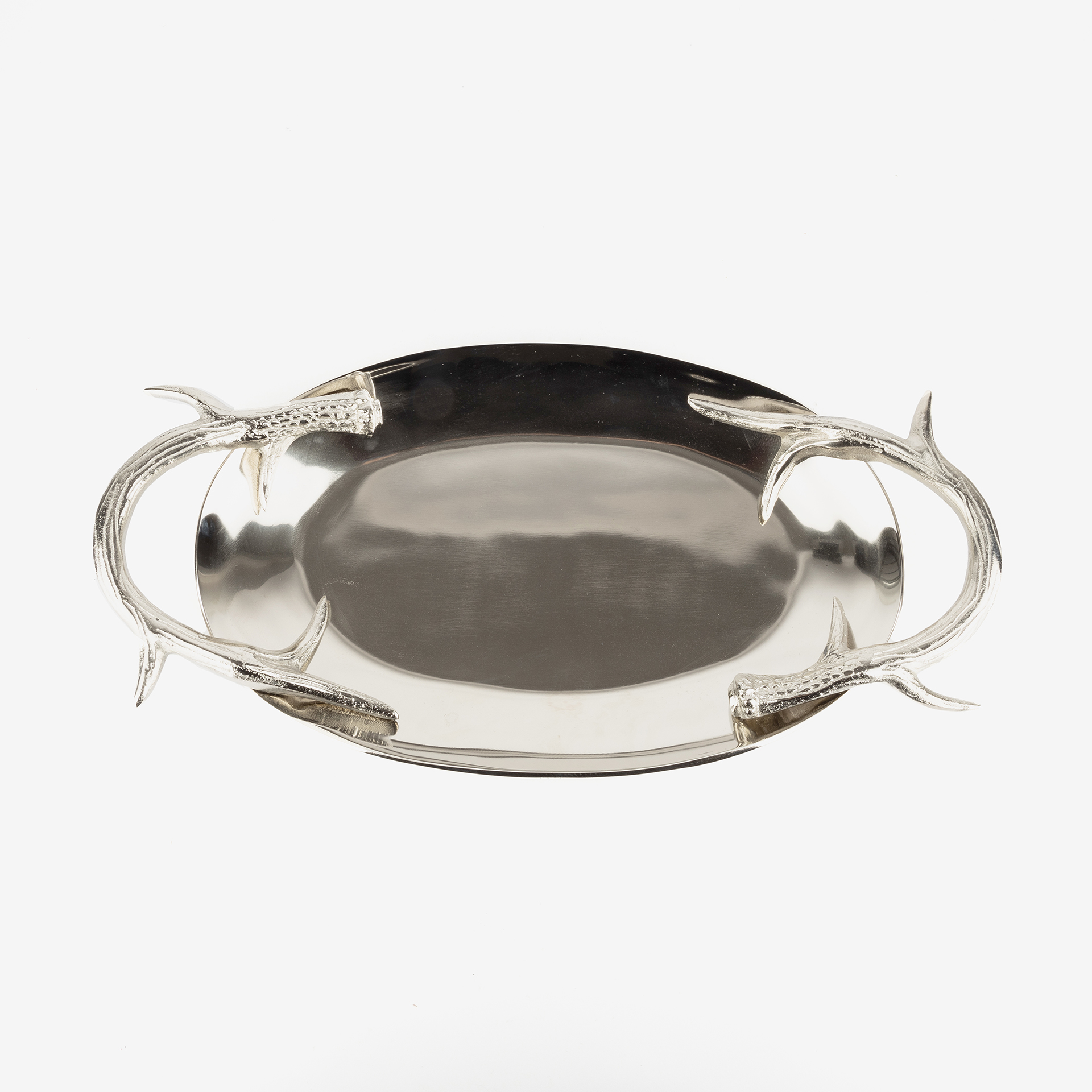 Centro de mesa e aluminio plateado 54x27cm