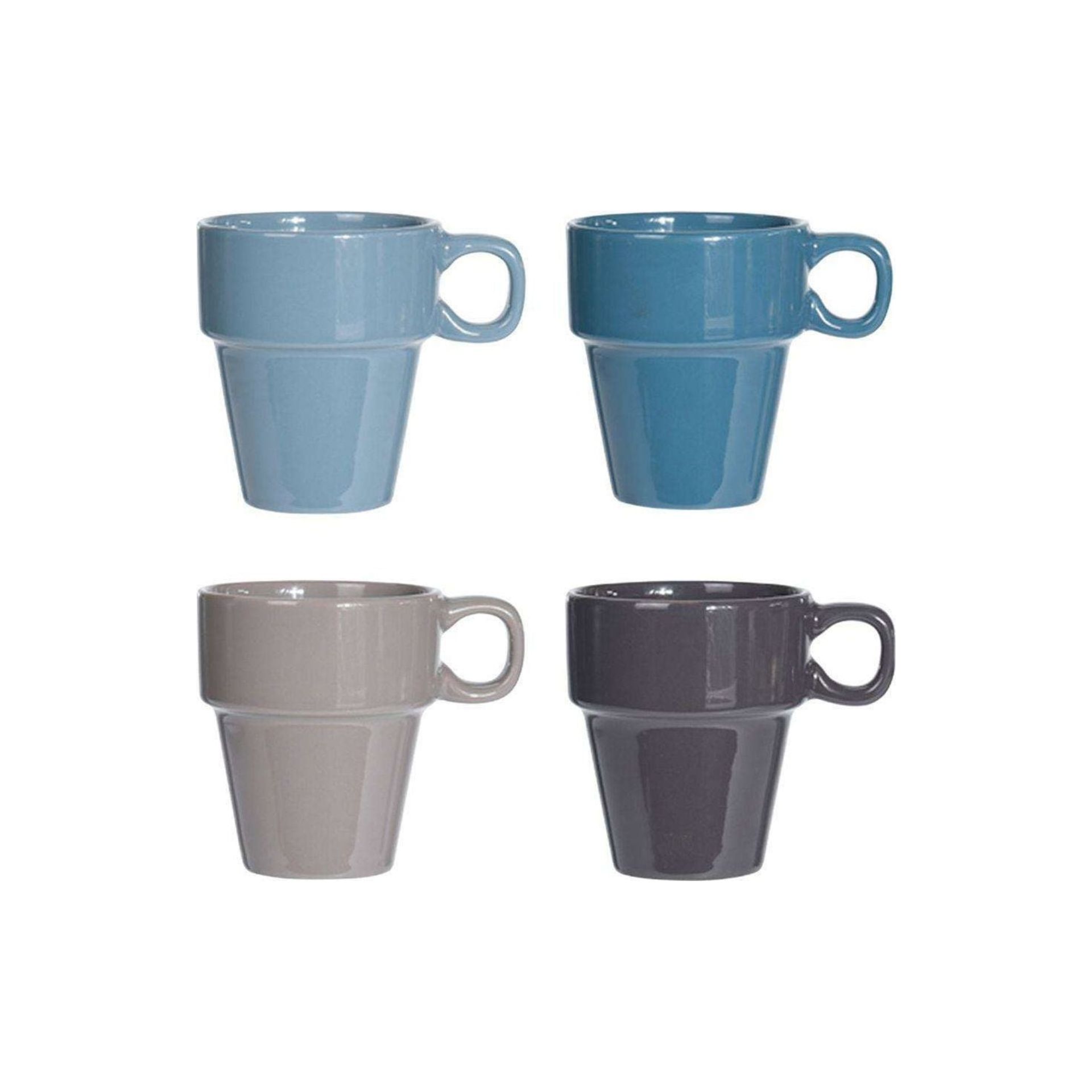 Set de 4 mugs de gres apilables 18cl